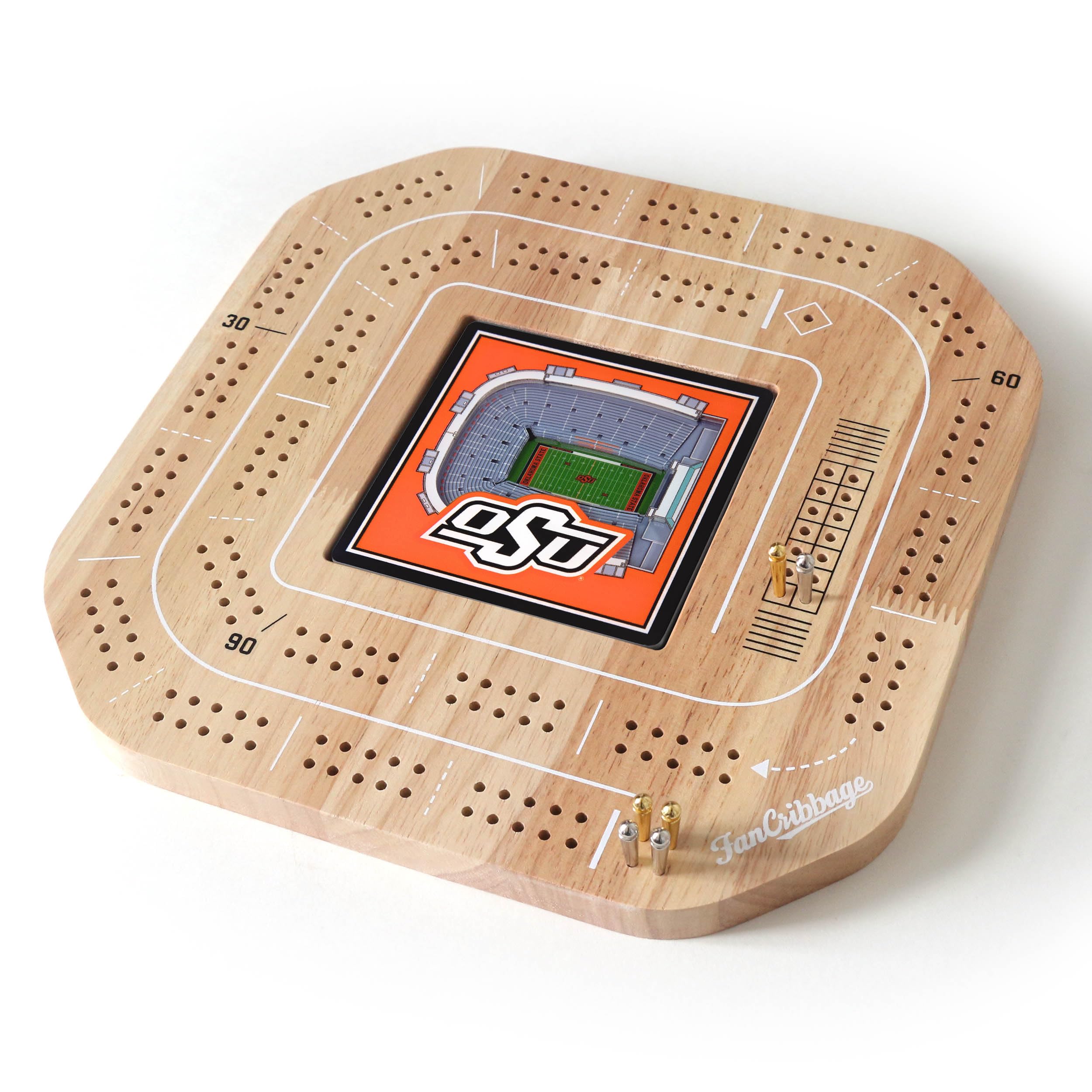 YouTheFan NCAA Oklahoma State Cowboys Licensed Fan Cribbage Wood Board Game - Sports Collectibles, Sports Memorabilia, Sports Fan Shop, Sports Gifts