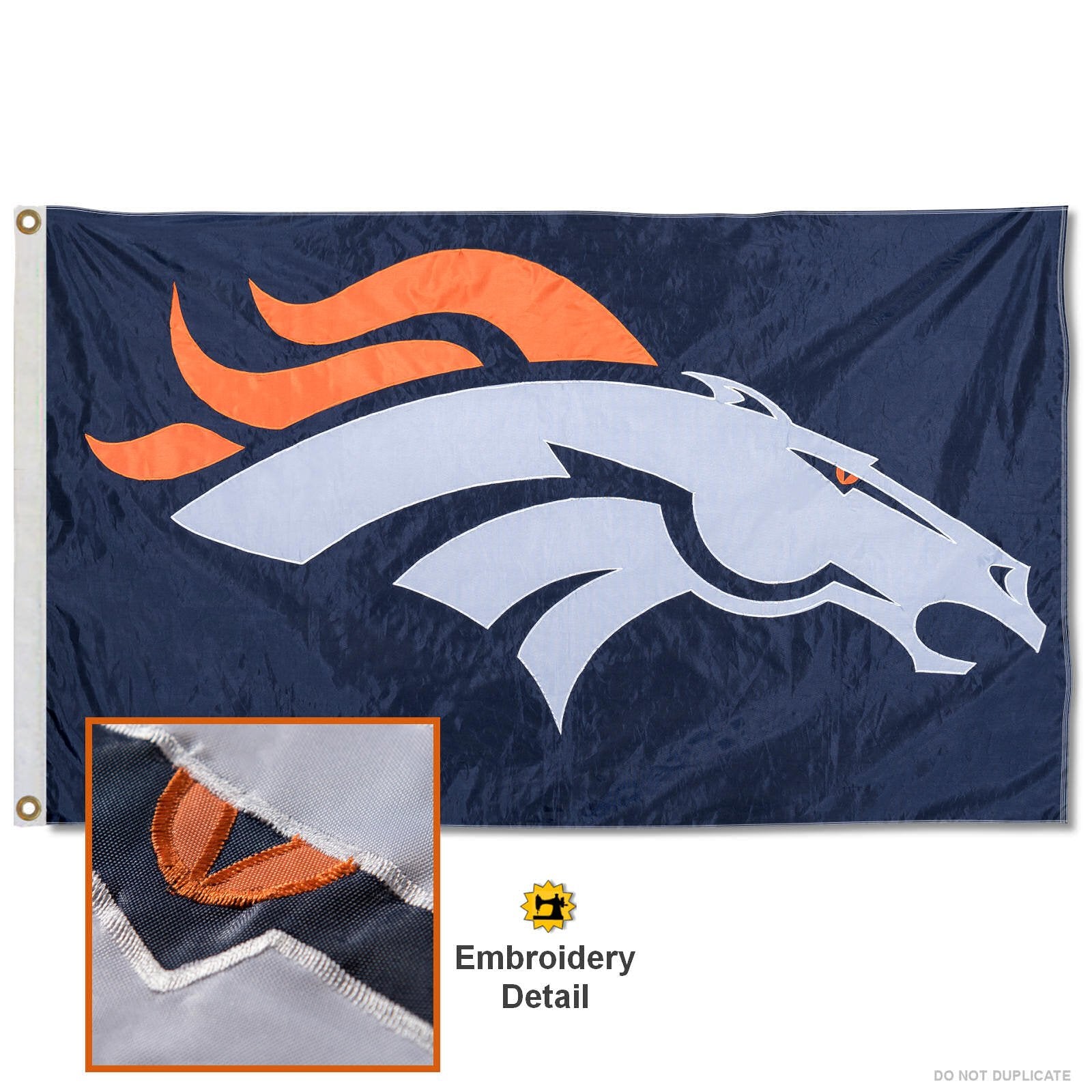 WinCraft Denver Broncos Embroidered Nylon Flag - Sports Collectibles, Sports Memorabilia, Sports Fan Shop, Sports Gifts