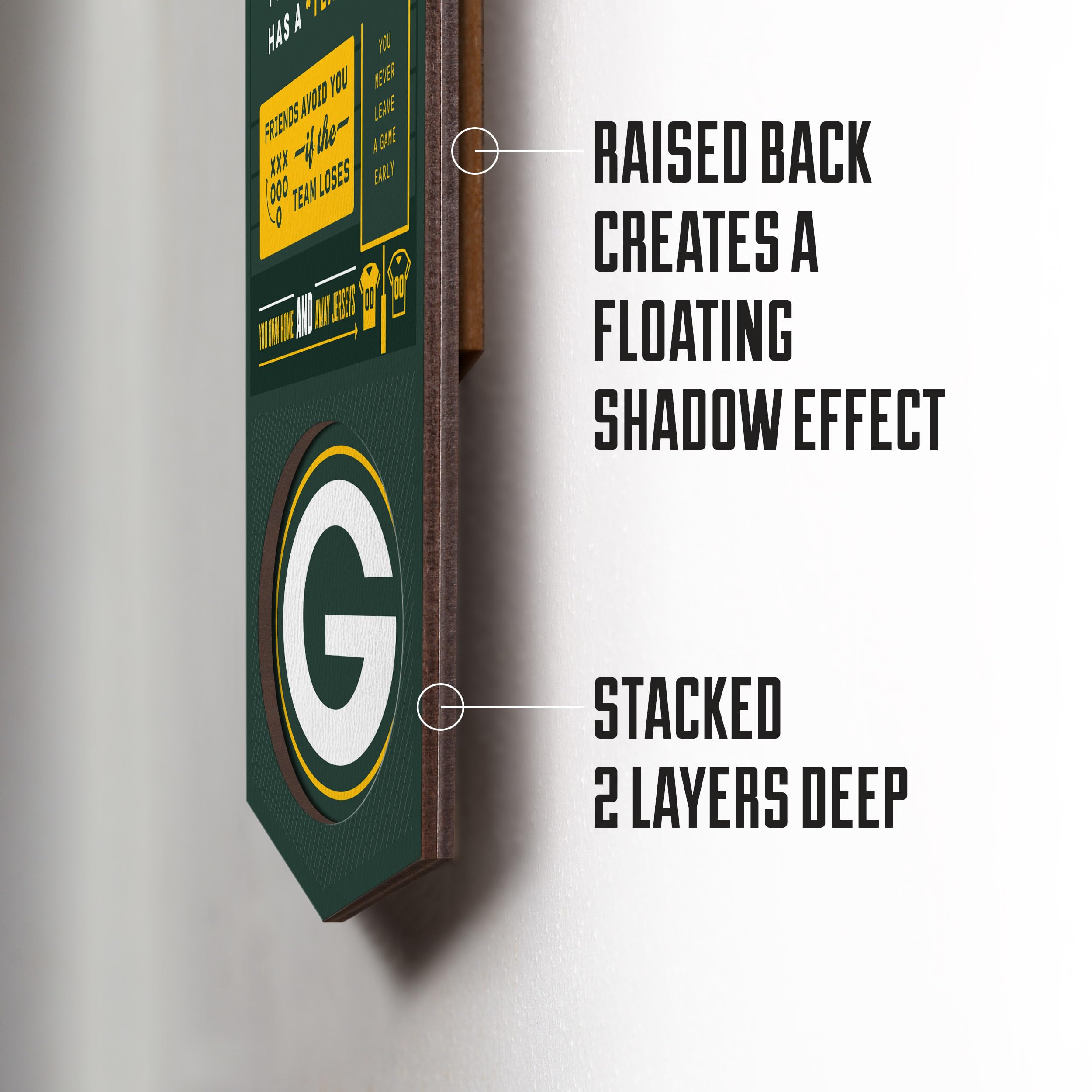 YouTheFan Officially-licensed NFL Green Bay Packers 6x19 Top 10 Signs Banner - humorous descriptions - fun sports fan phrases, original design, indoor team wall decor fan gift - Sports Collectibles, Sports Memorabilia, Sports Fan Shop, Sports Gifts