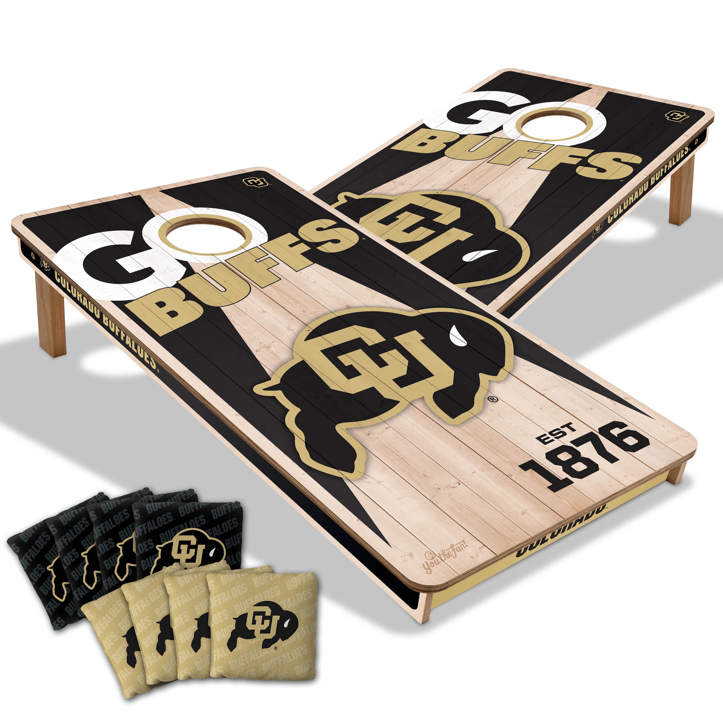 YouTheFan NCAA Colorado Buffaloes 2’ x 4’ Professional Wood Cornhole Game with Logo Bags - Sports Collectibles, Sports Memorabilia, Sports Fan Shop, Sports Gifts