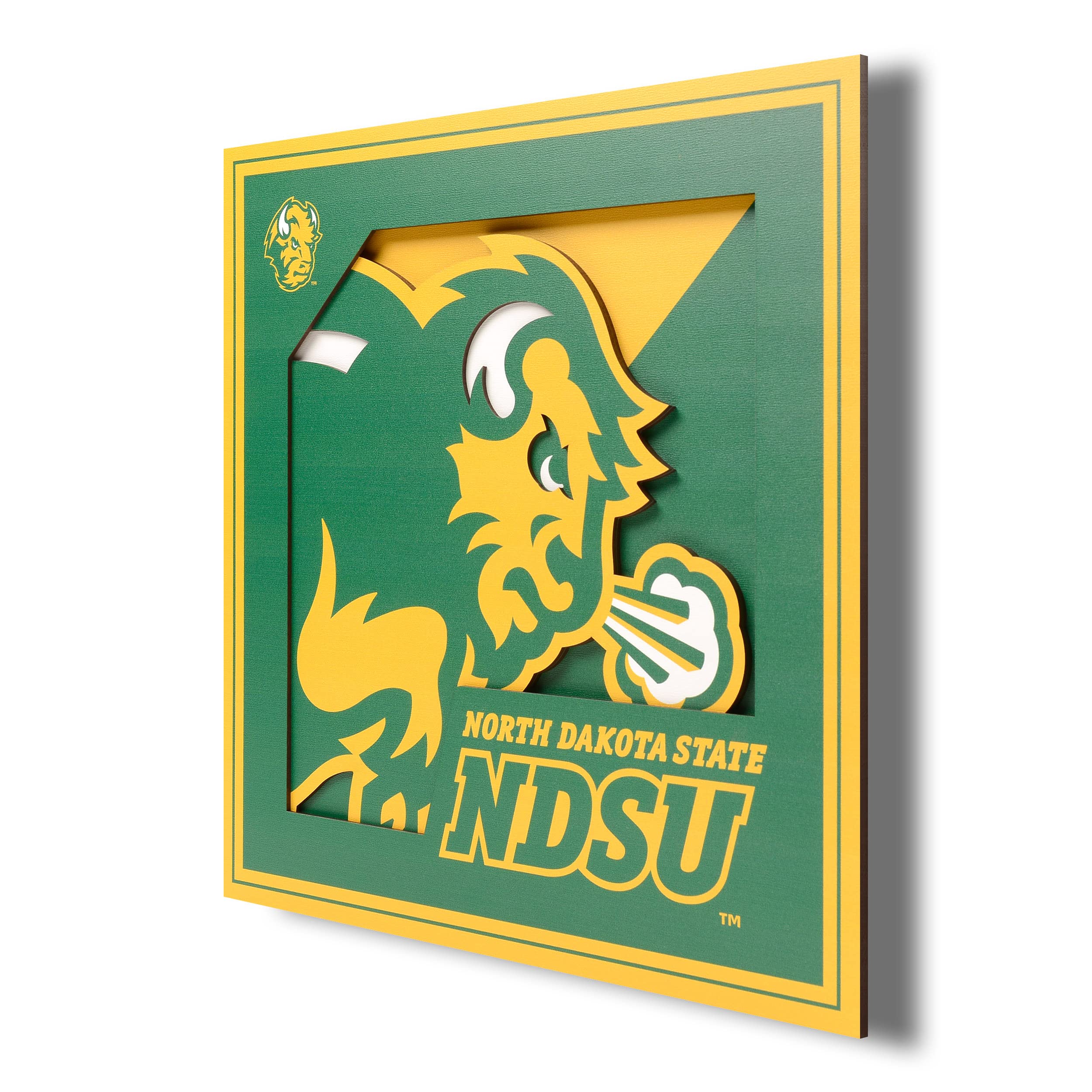 YouTheFan NCAA North Dakota State Bison 3D Logo Series Wall Art - 12x12 - Sports Collectibles, Sports Memorabilia, Sports Fan Shop, Sports Gifts