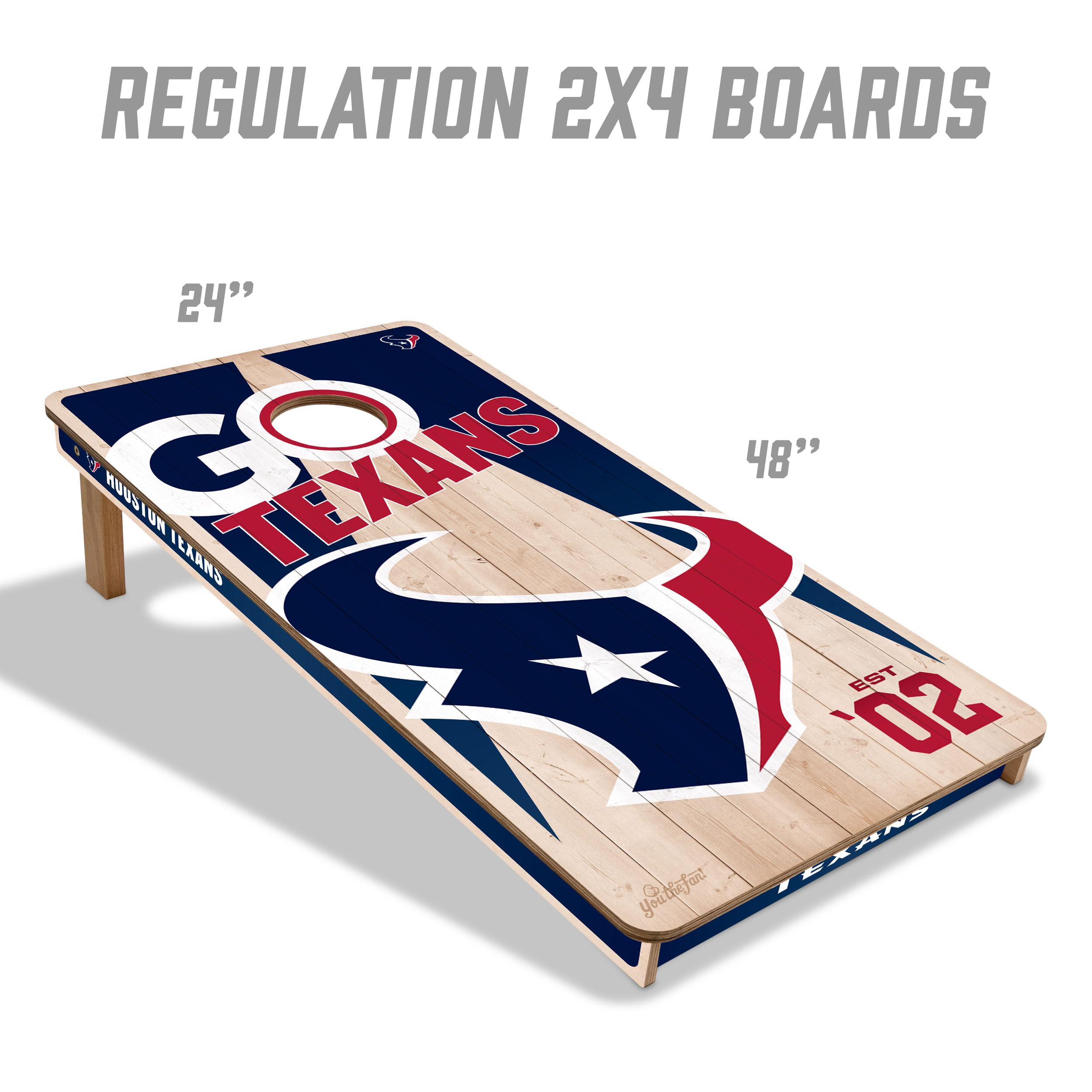 YouTheFan NFL Houston Texans 2’ x 4’ Professional Wood Cornhole Game with Logo Bags - Sports Collectibles, Sports Memorabilia, Sports Fan Shop, Sports Gifts