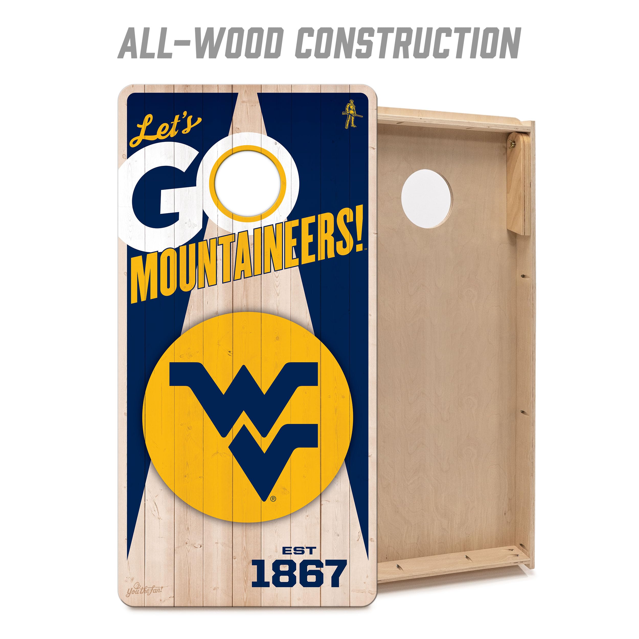 YouTheFan NCAA West Virginia Mountaineers 2’ x 4’ Professional Wood Cornhole Game with Logo Bags - Sports Collectibles, Sports Memorabilia, Sports Fan Shop, Sports Gifts
