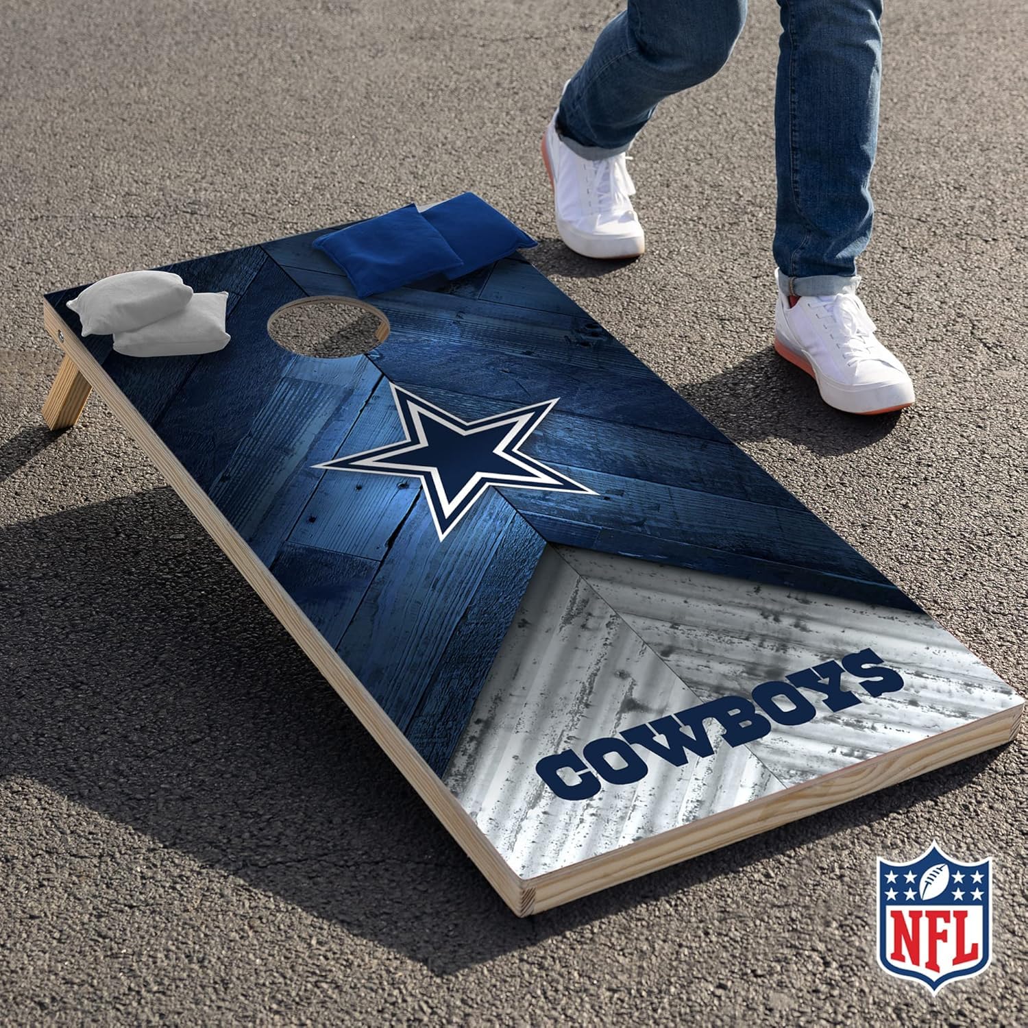Wild Sports NFL Dallas Cowboys 2' x 4' Regulation Size Solid Wood Cornhole Set with Direct Print HD Team Graphics - Sports Collectibles, Sports Memorabilia, Sports Fan Shop, Sports Gifts