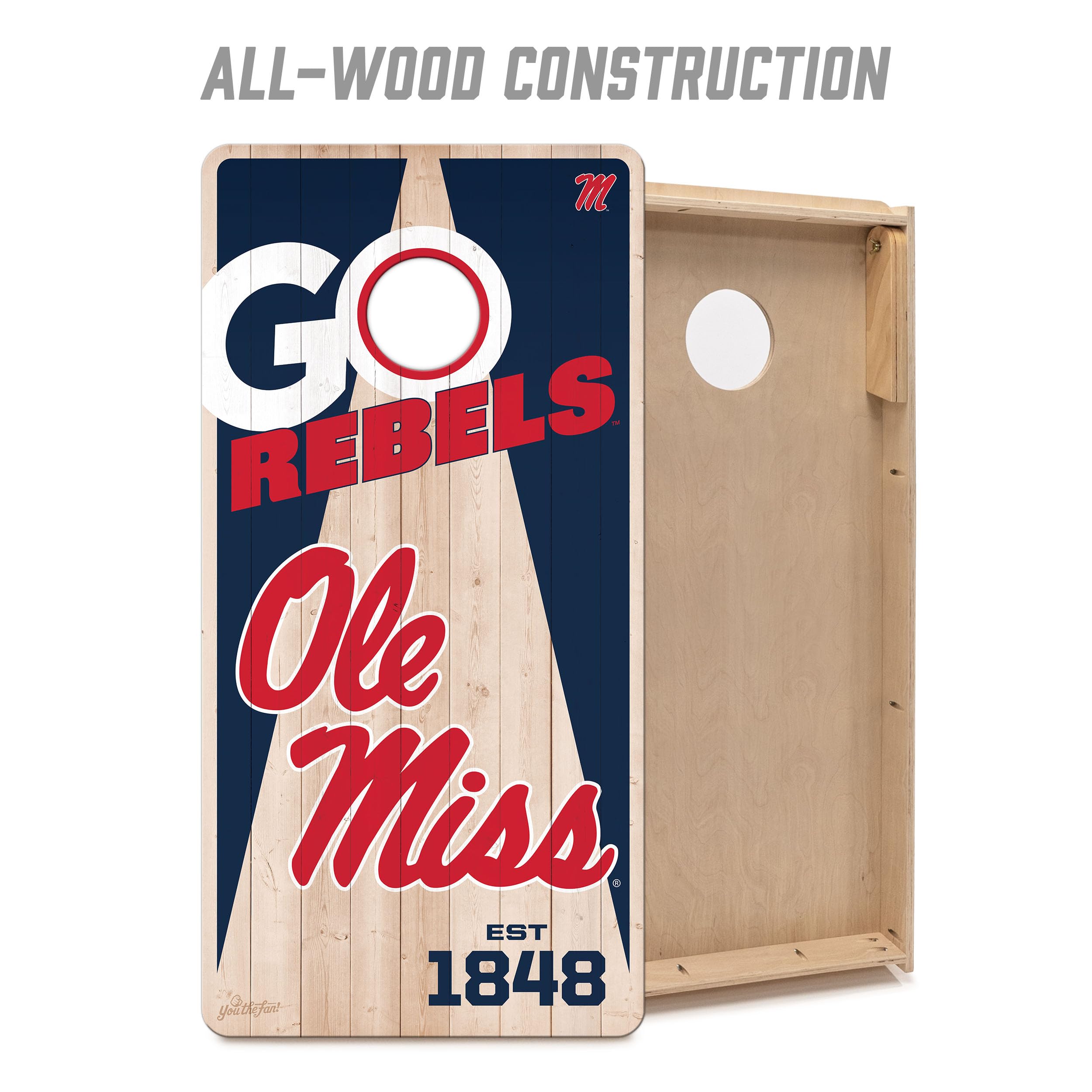 YouTheFan NCAA Mississippi Rebels 2’ x 4’ Professional Wood Cornhole Game with Logo Bags - Sports Collectibles, Sports Memorabilia, Sports Fan Shop, Sports Gifts