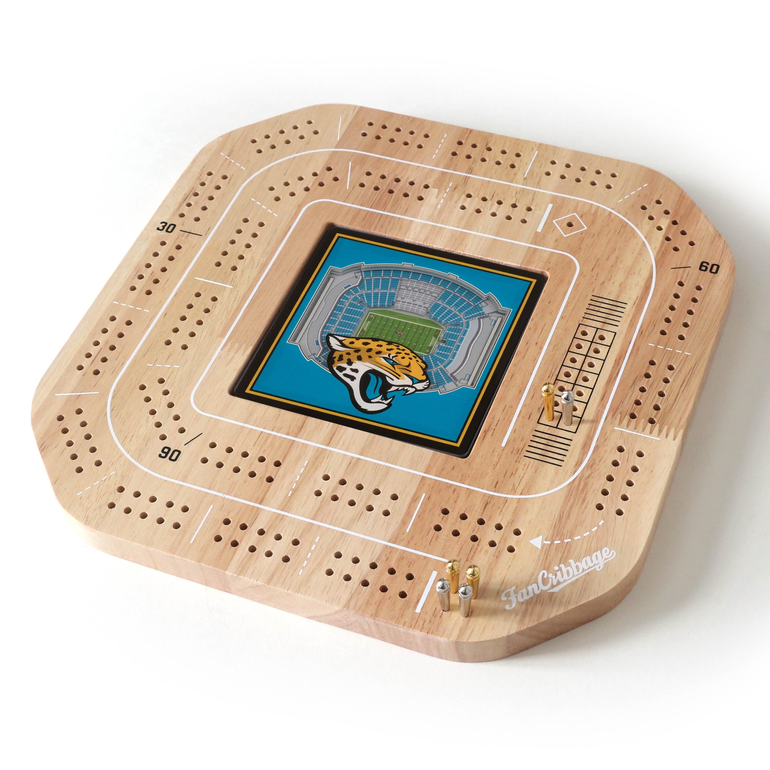 YouTheFan NFL Jacksonville Jaguars Licensed Fan Cribbage Wood Board Game - Sports Collectibles, Sports Memorabilia, Sports Fan Shop, Sports Gifts