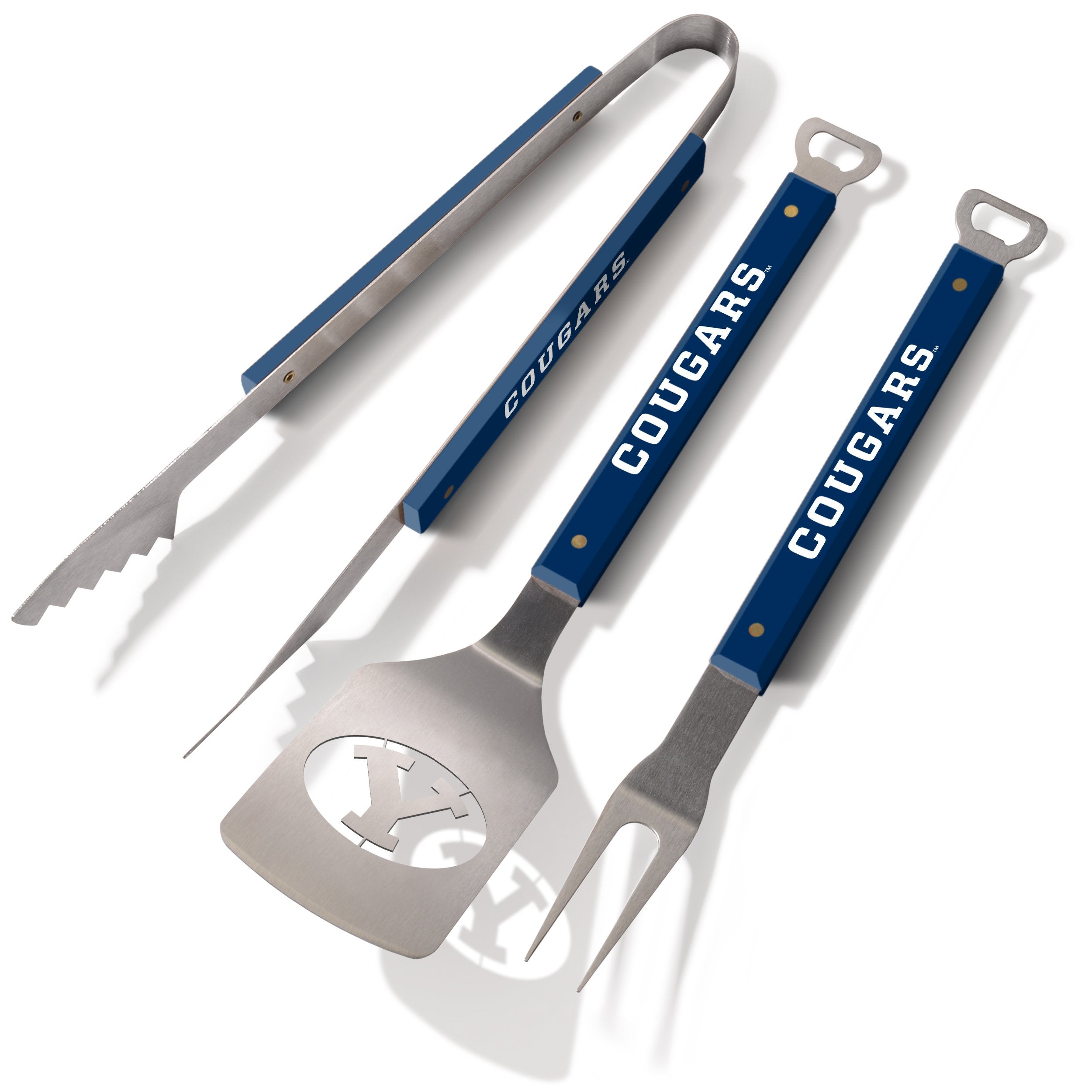 YouTheFan 5021589 NCAA BYU Cougars Spirit Series 3-Piece BBQ Set, 22" x 9", Team Colors - Sports Collectibles, Sports Memorabilia, Sports Fan Shop, Sports Gifts
