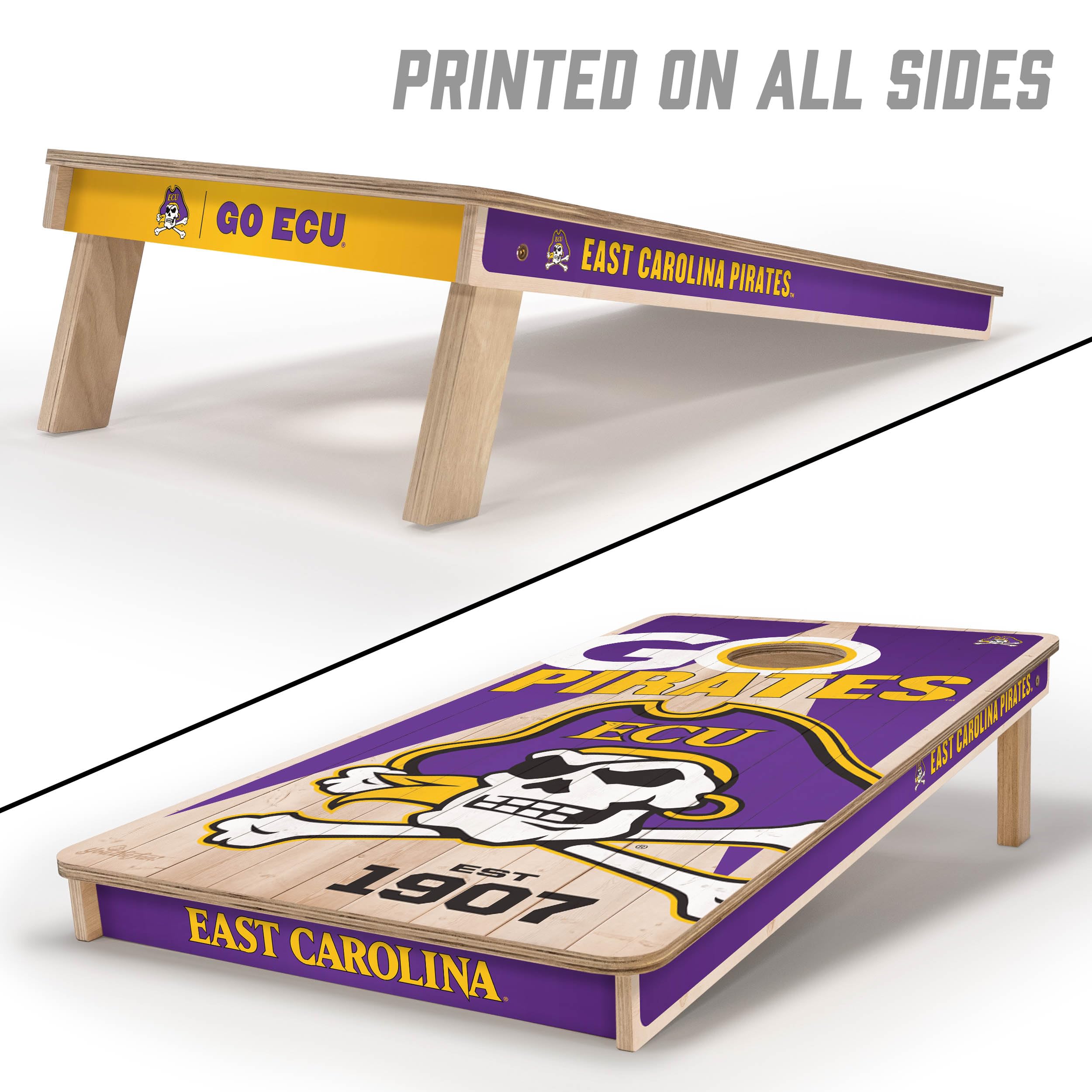 YouTheFan NCAA East Carolina Pirates 2’ x 4’ Professional Wood Cornhole Game with Logo Bags - Sports Collectibles, Sports Memorabilia, Sports Fan Shop, Sports Gifts
