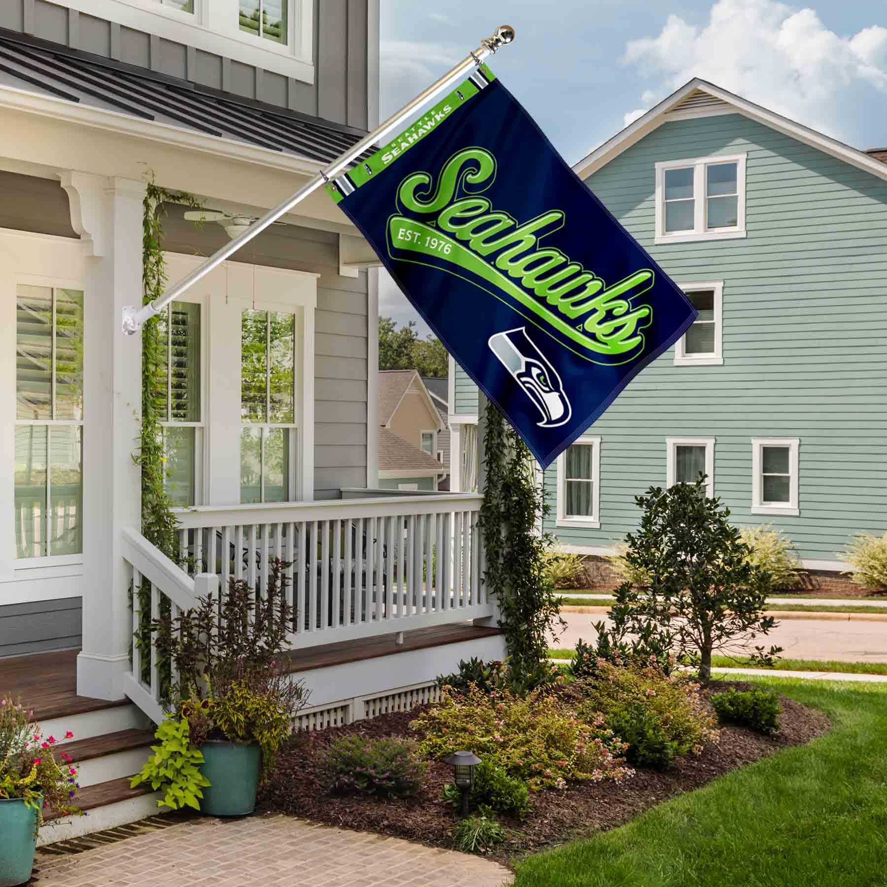 WinCraft Seattle Seahawks Script Logo Premium Flag - Sports Collectibles, Sports Memorabilia, Sports Fan Shop, Sports Gifts