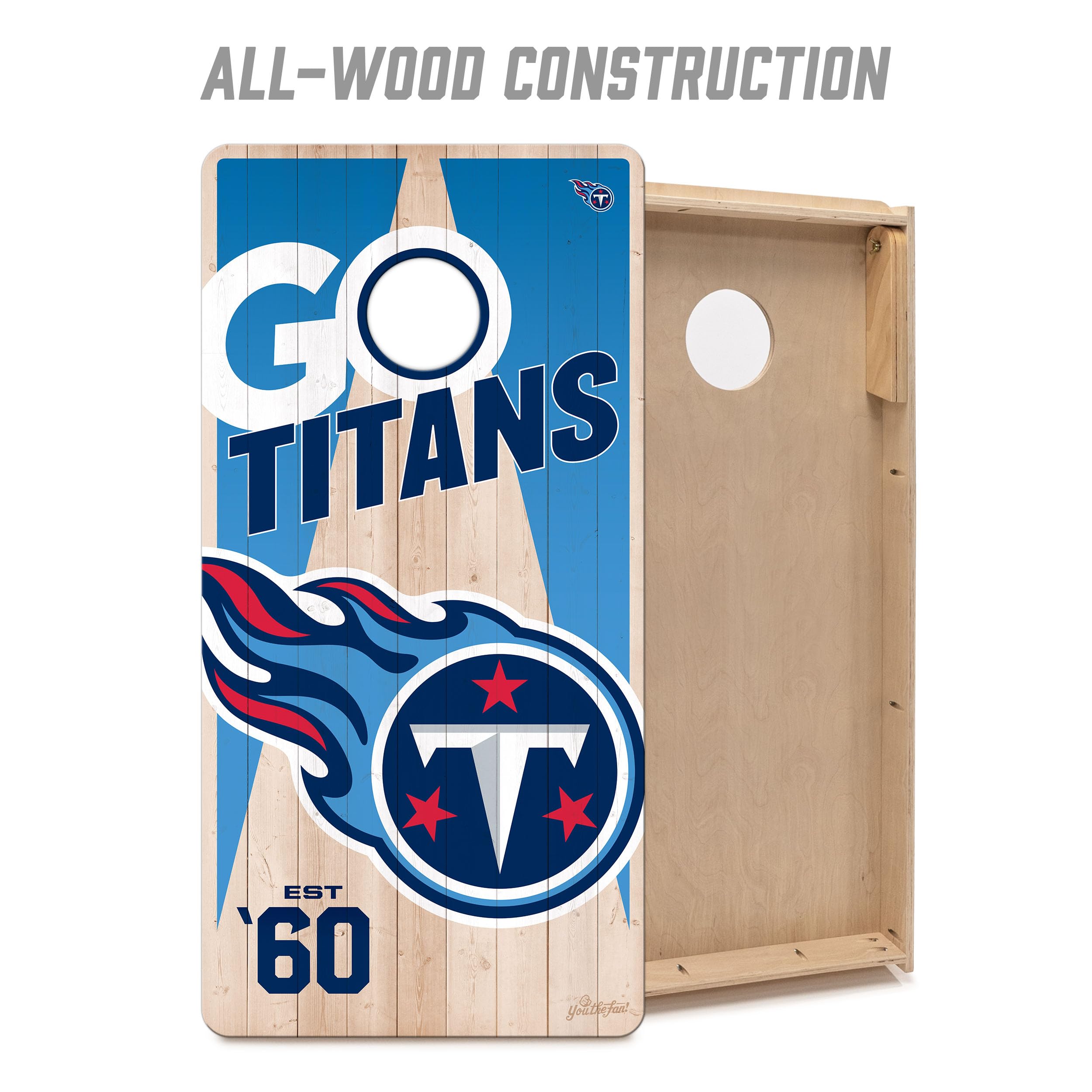 YouTheFan NFL Tennessee Titans 2’ x 4’ Professional Wood Cornhole Game with Logo Bags - Sports Collectibles, Sports Memorabilia, Sports Fan Shop, Sports Gifts