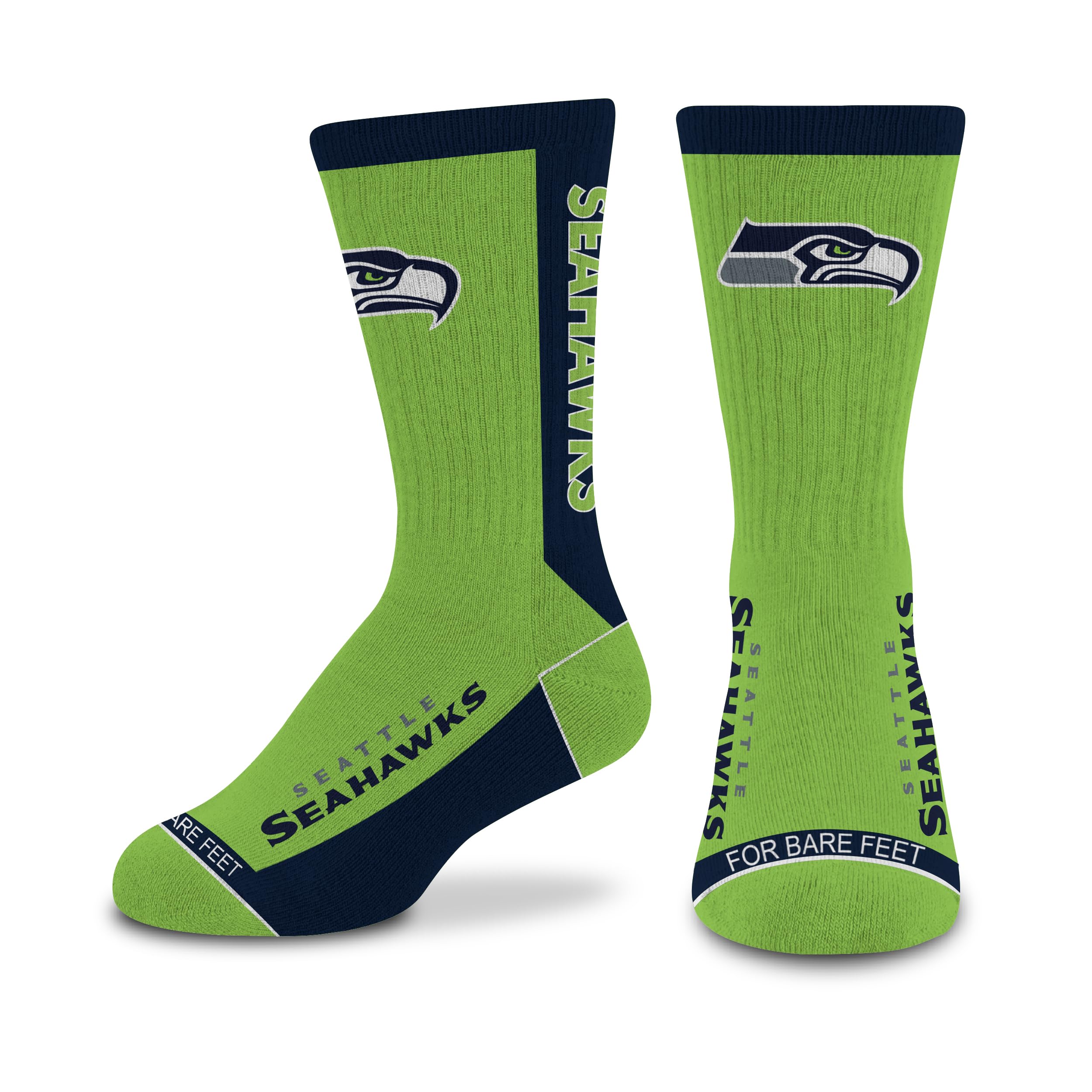 For Bare Feet NFL SEATTLE SEAHAWKS MVP Crew Sock Team Color Youth - Sports Gifts, Sports Memorabilia, Sports Collectibles, Fan Shop