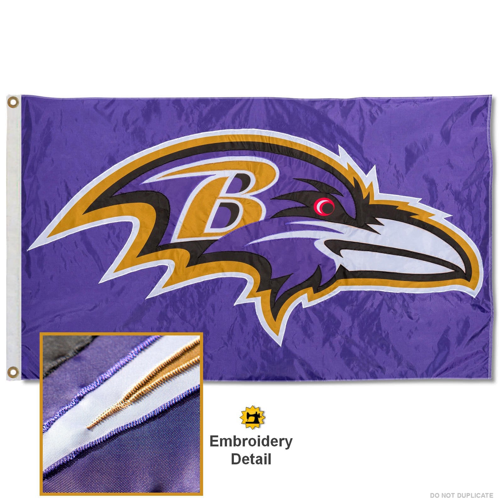 WinCraft Baltimore Ravens Embroidered Nylon Flag - Sports Collectibles, Sports Memorabilia, Sports Fan Shop, Sports Gifts