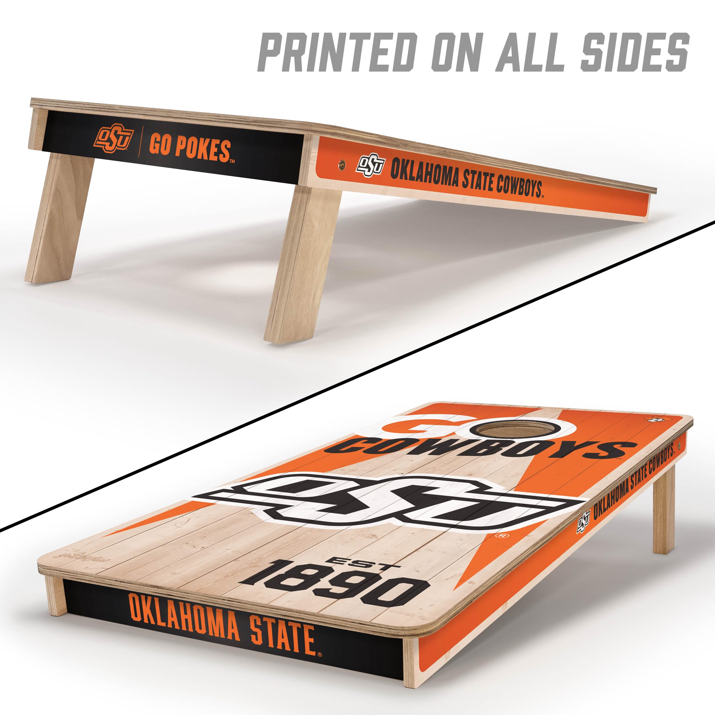 YouTheFan NCAA Oklahoma State Cowboys 2’ x 4’ Professional Wood Cornhole Game with Logo Bags - Sports Collectibles, Sports Memorabilia, Sports Fan Shop, Sports Gifts