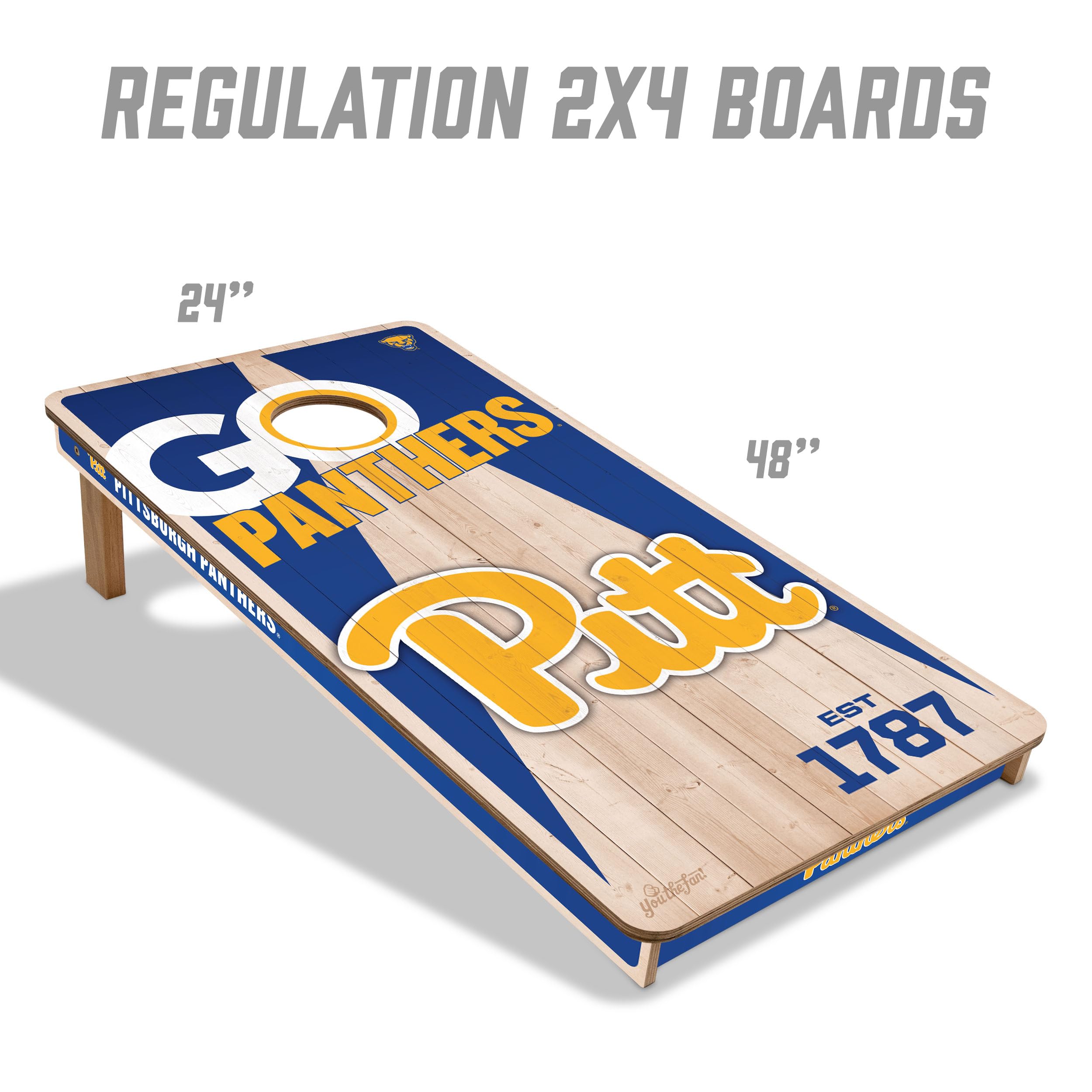 YouTheFan NCAA Pittsburgh Panthers 2’ x 4’ Professional Wood Cornhole Game with Logo Bags - Sports Collectibles, Sports Memorabilia, Sports Fan Shop, Sports Gifts