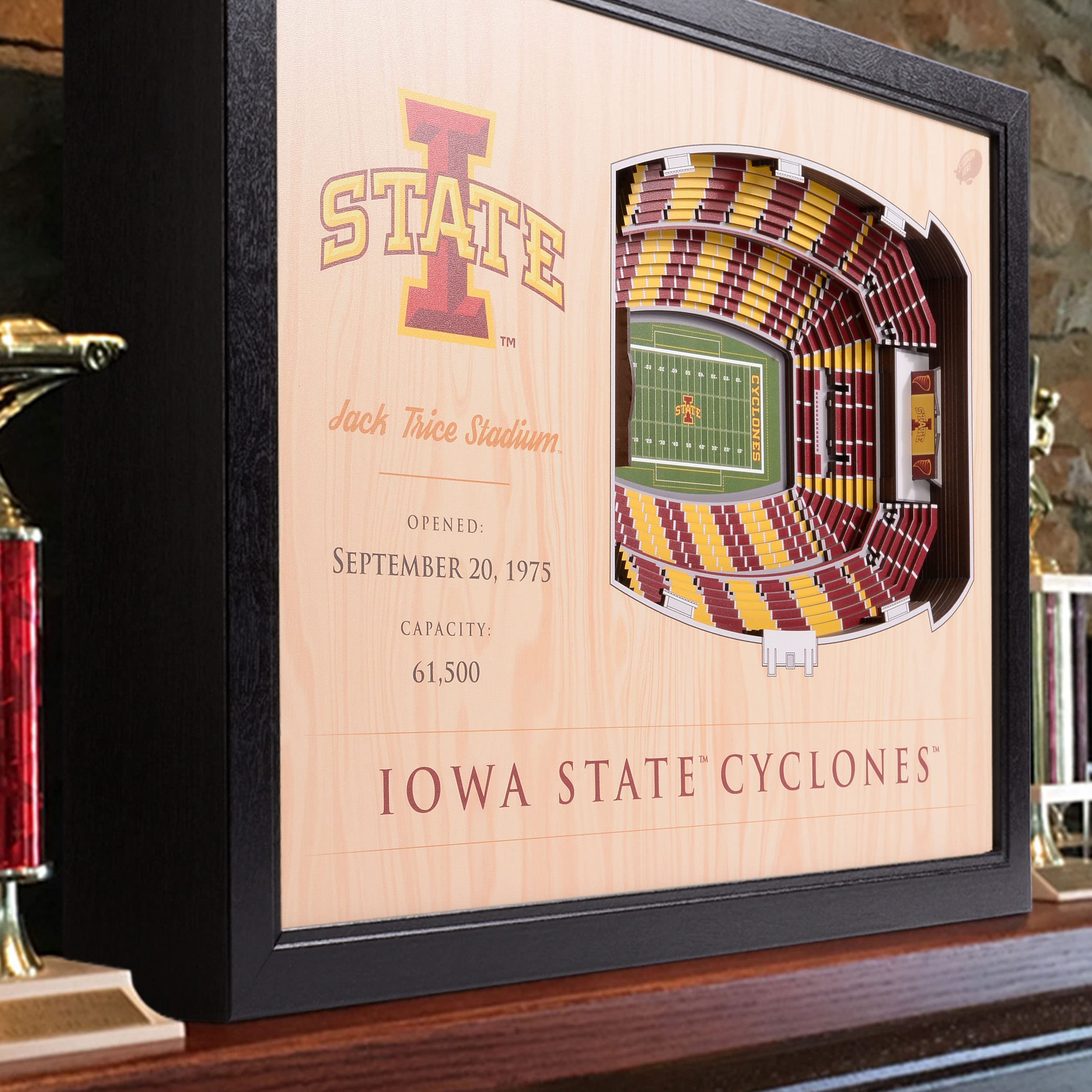 YouTheFan NCAA Iowa State Cyclones 25-Layer StadiumViews 3D Wall Art - Jack Trice Stadium - Sports Collectibles, Sports Memorabilia, Sports Fan Shop, Sports Gifts