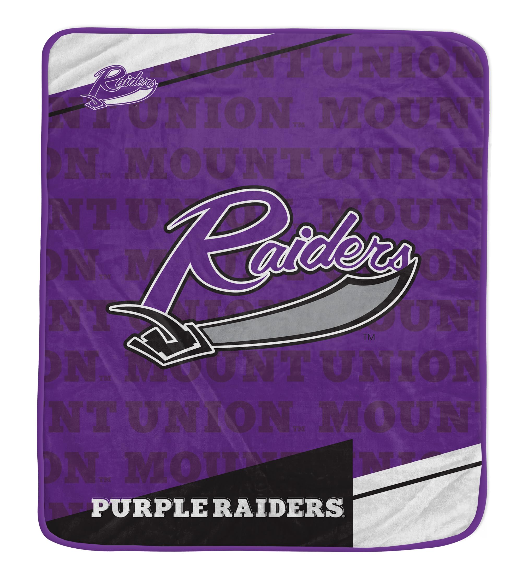 Pegasus Sports NCAA Mount Union Purple Raiders Diagonal Ghost Ultra Soft Blanket - Sports Gifts, Sports Memorabilia, Sports Collectibles, Fan Shop