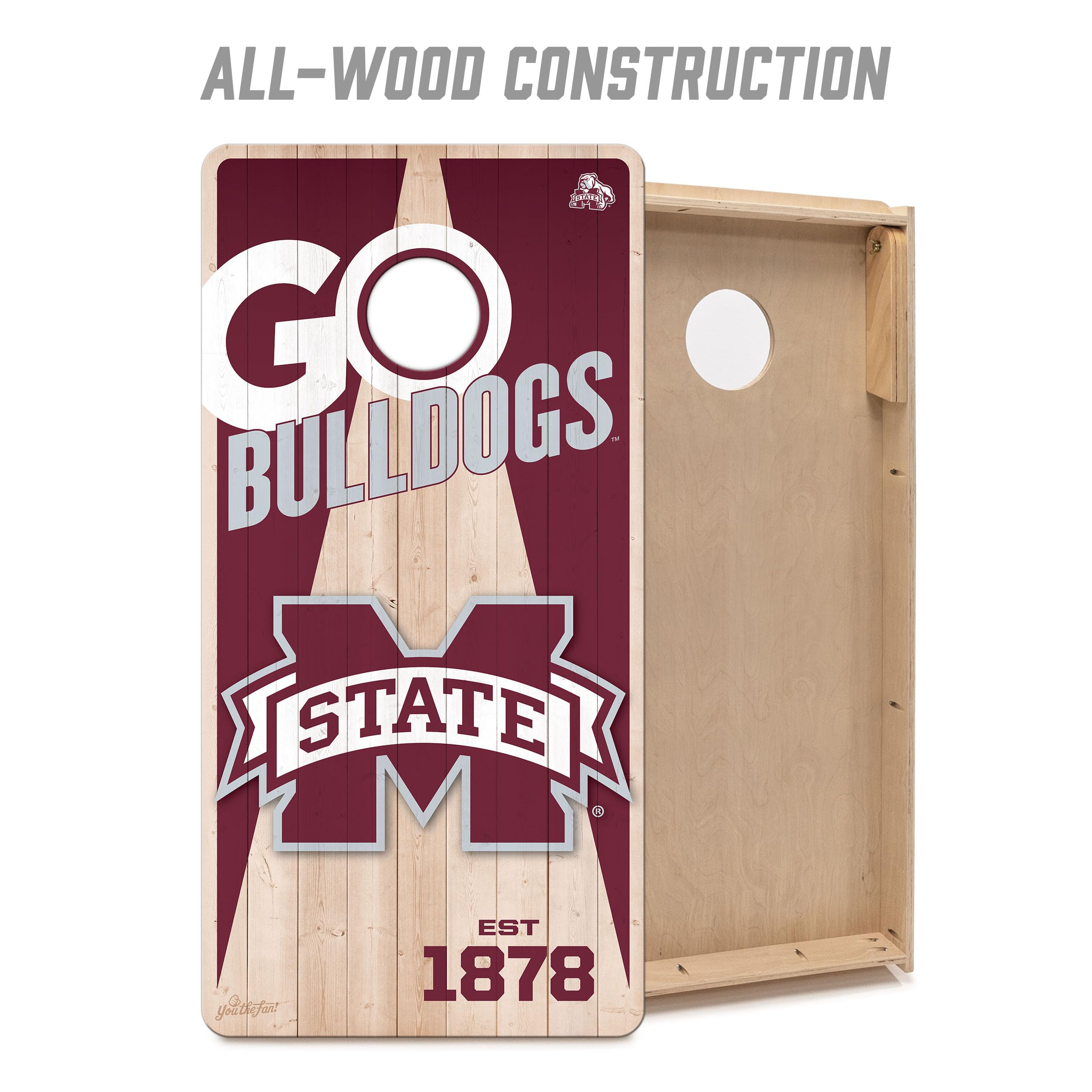 YouTheFan NCAA Mississippi State Bulldogs 2’ x 4’ Professional Wood Cornhole Game with Logo Bags - Sports Collectibles, Sports Memorabilia, Sports Fan Shop, Sports Gifts