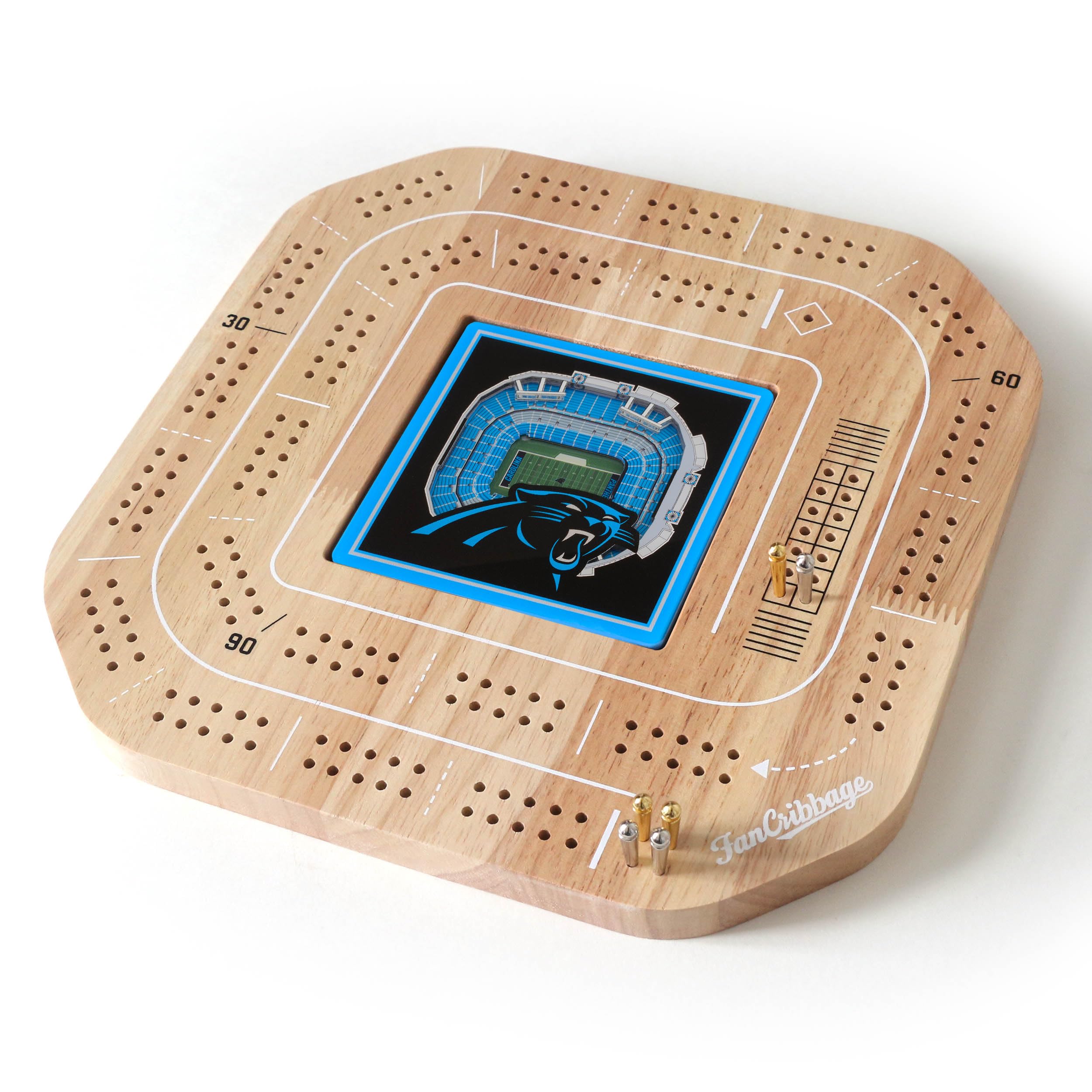 YouTheFan NFL Carolina Panthers Licensed Fan Cribbage Wood Board Game - Sports Collectibles, Sports Memorabilia, Sports Fan Shop, Sports Gifts