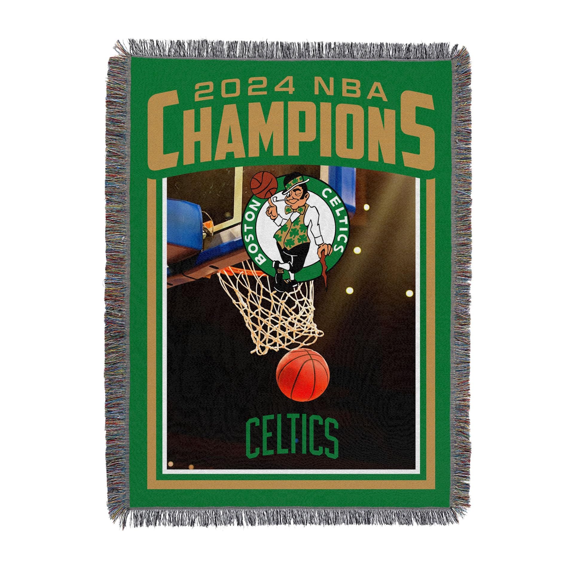 Northwest NBA Boston Celtics NBA Champions 2024 Woven Tapestry Throw Blanket, 46" x 60", Net Glory - Sports Collectibles, Sports Memorabilia, Sports Fan Shop, Sports Gifts