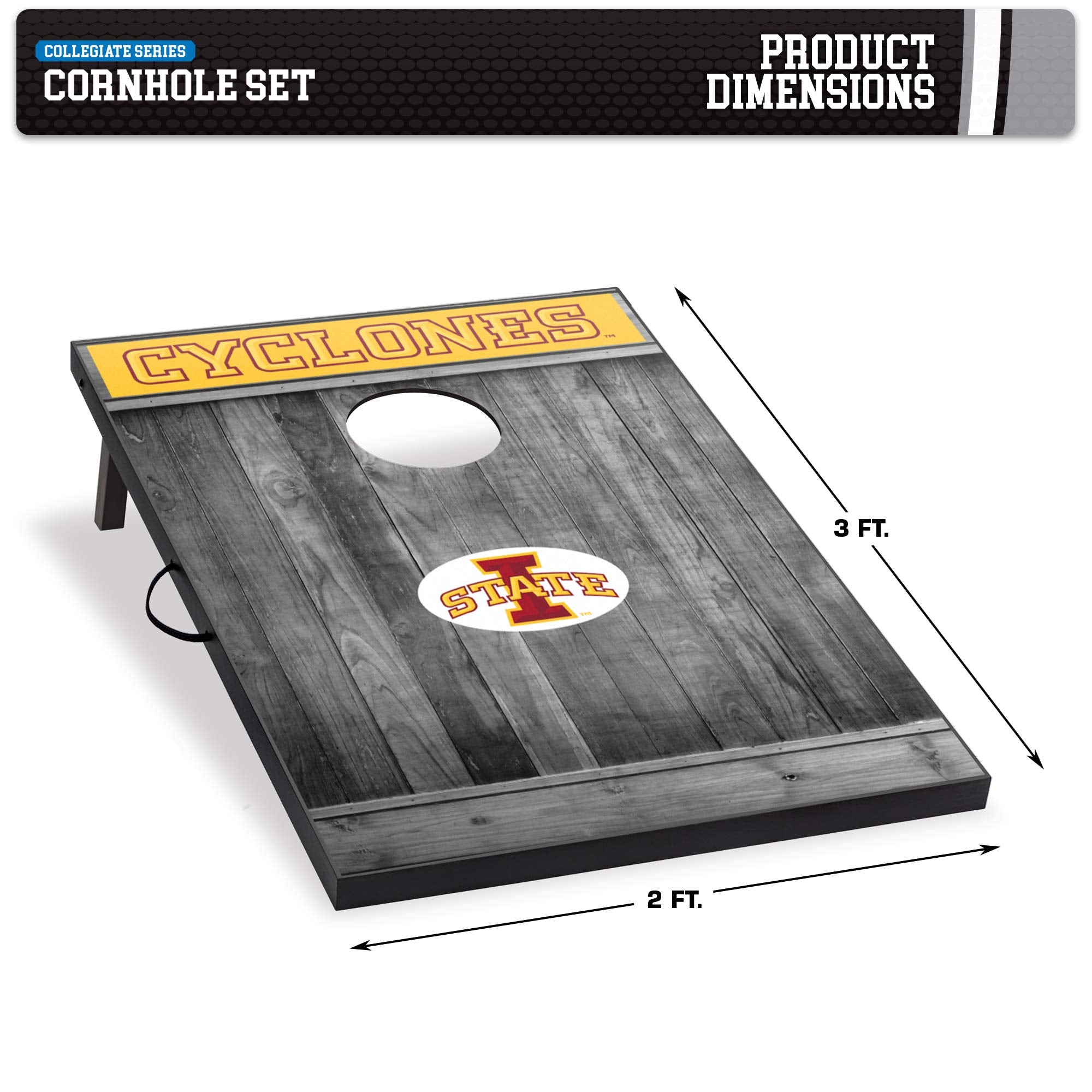 Wild Sports 2'x3' MDF Wood NCAA College Iowa State Cyclones Cornhole Set - Sports Collectibles, Sports Memorabilia, Sports Fan Shop, Sports Gifts