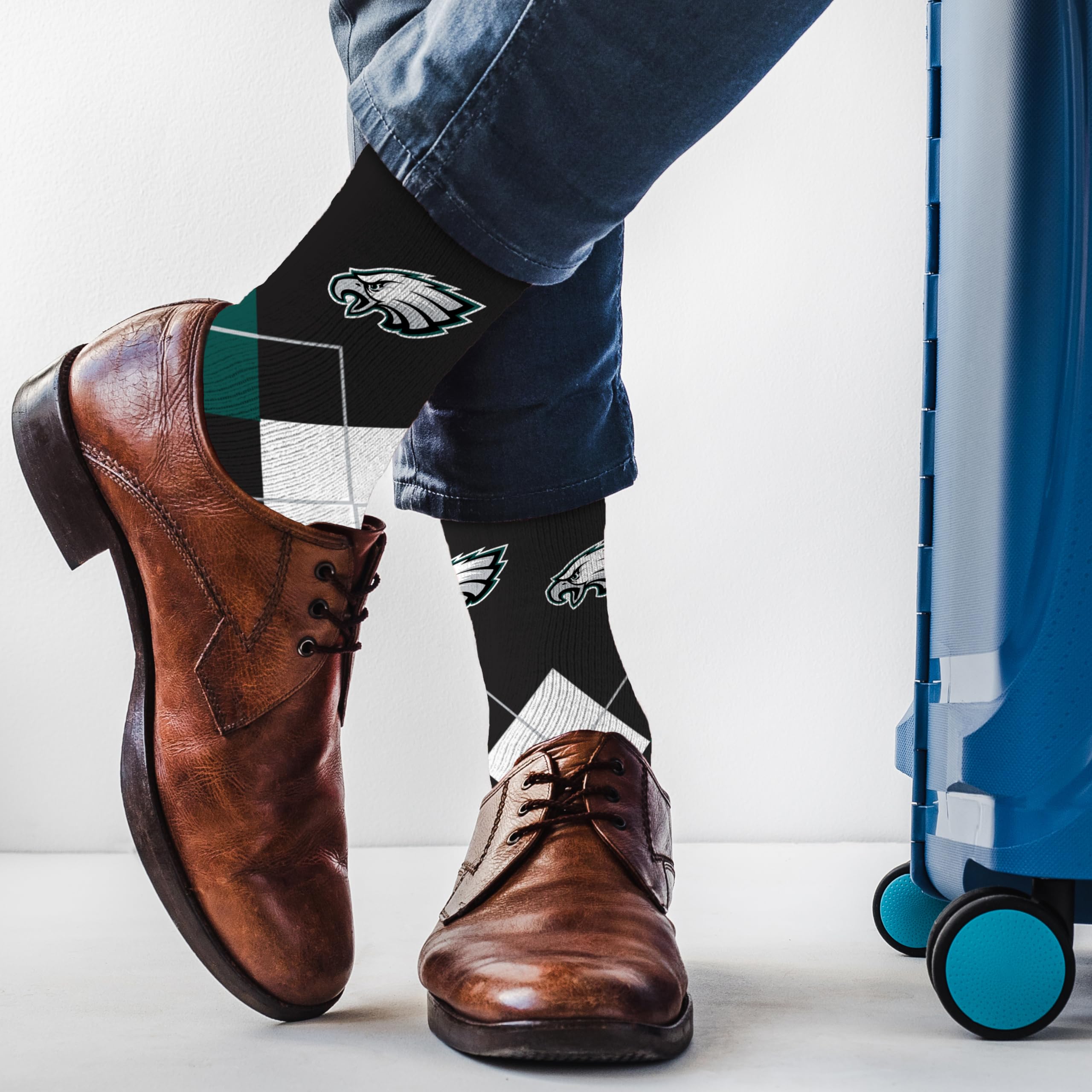 For Bare Feet NFL PHILADELPHIA EAGLES Argyle Remix Premium Dress Sock Team Color OSFM - Sports Gifts, Sports Memorabilia, Sports Collectibles, Fan Shop