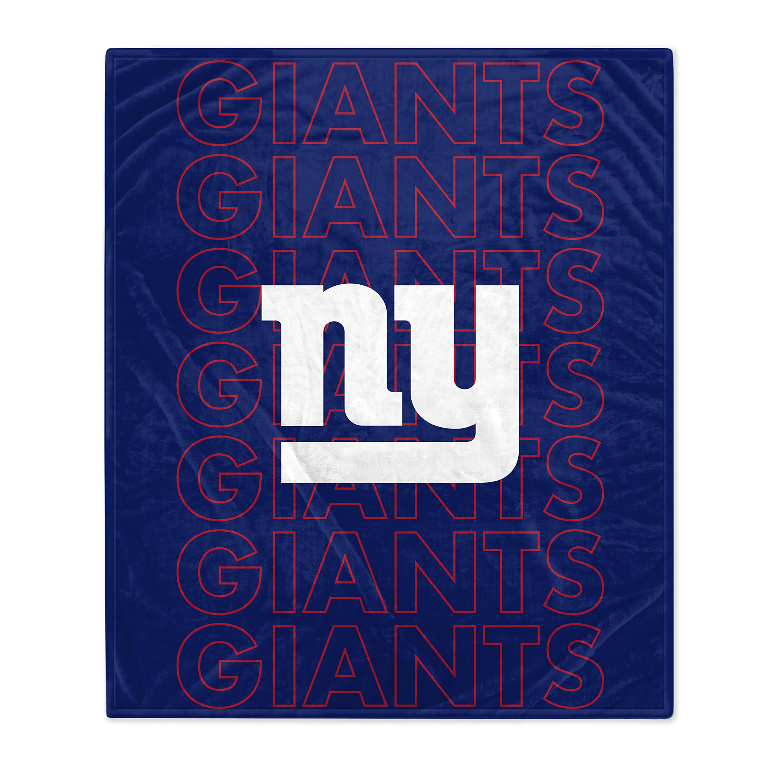 Pegasus Sports NFL Echo Team Wordmark Plush Blanket- New York Giants Team Color 60x70 - Sports Gifts, Sports Memorabilia, Sports Collectibles, Fan Shop