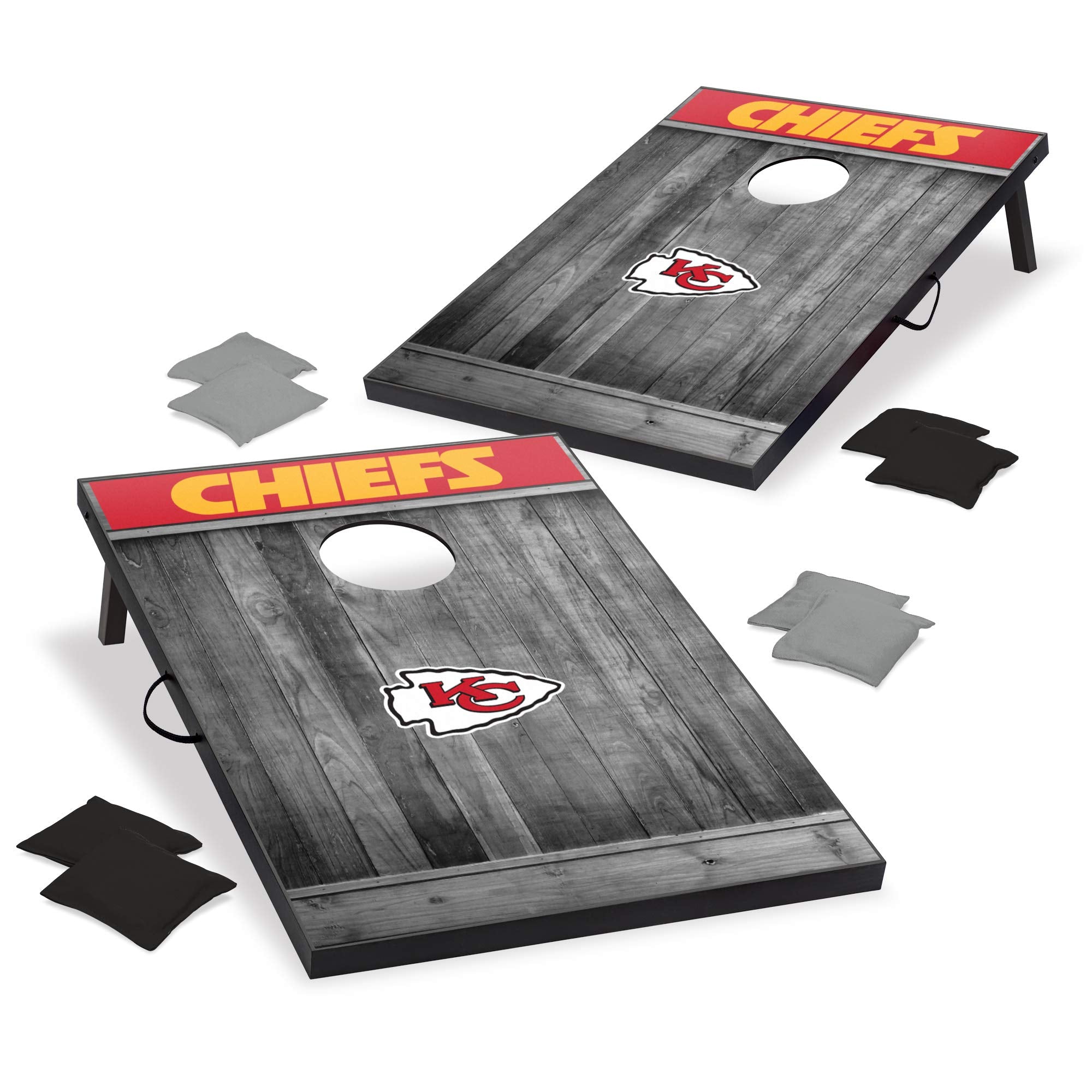 Wild Sports 2'x3' MDF Wood NFL Cornhole Set - Grey Wood Design - Convenient Carry Handles and 8 Premium Bean Bags - Great for Tailgate Parties! - Sports Collectibles, Sports Memorabilia, Sports Fan Shop, Sports Gifts