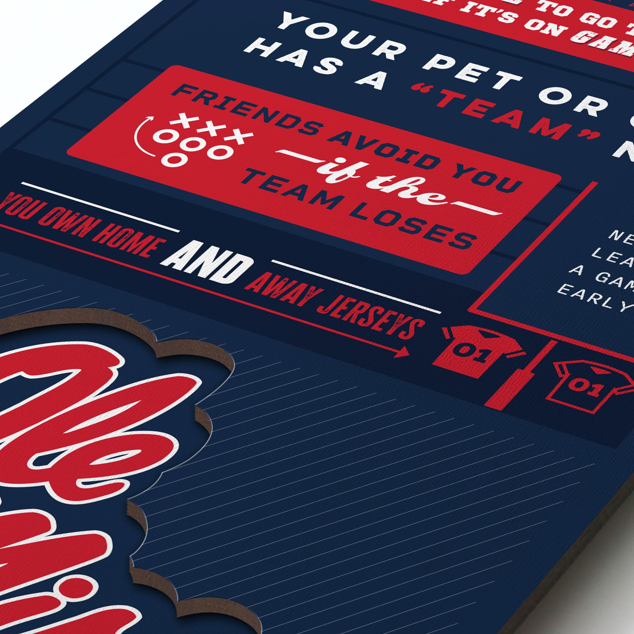 YouTheFan Officially-licensed NCAA Mississippi Rebels 6x19 Top 10 Signs Banner - humorous descriptions - fun sports fan phrases, original design, indoor team wall decor fan gift - Sports Collectibles, Sports Memorabilia, Sports Fan Shop, Sports Gifts