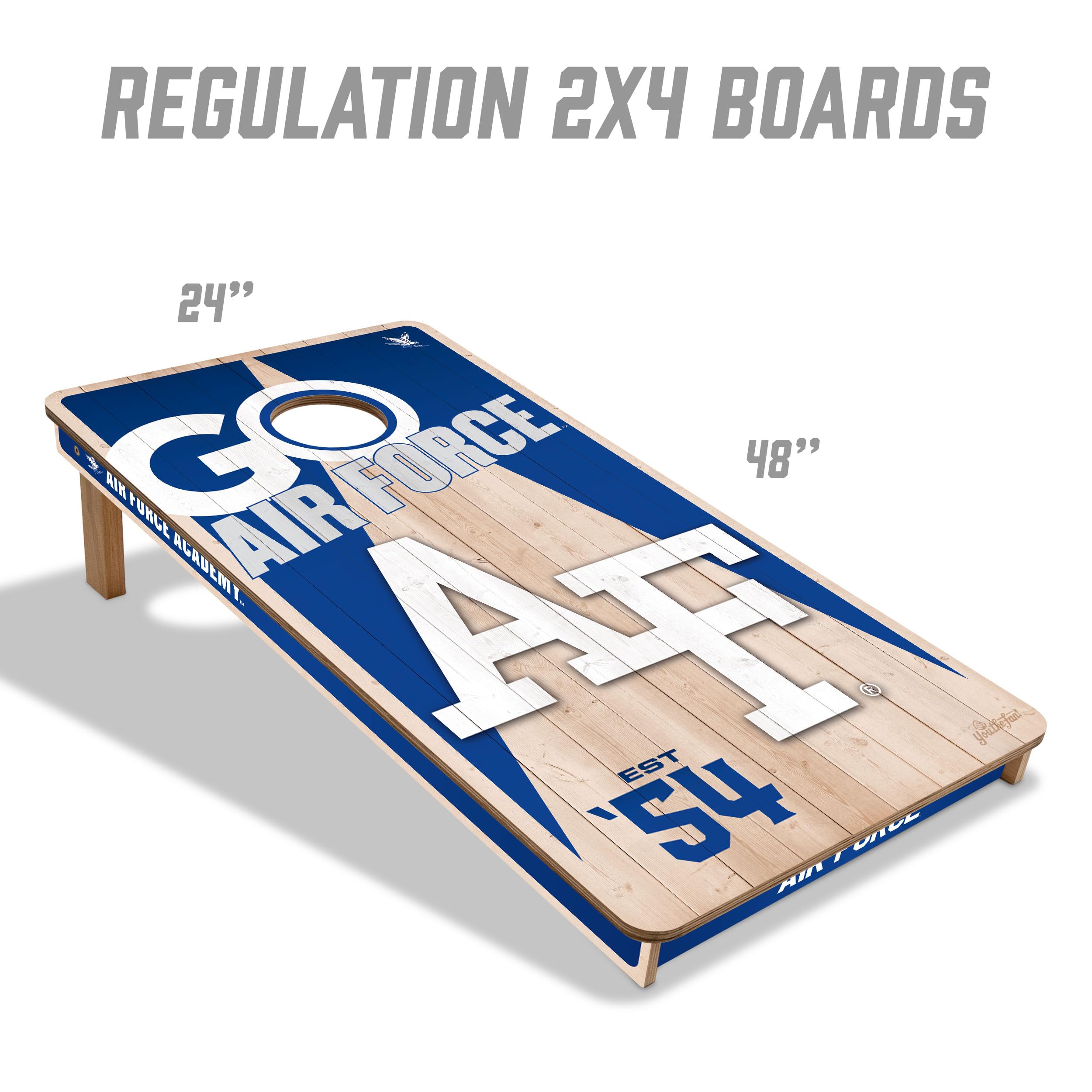 YouTheFan NCAA Air Force Academy 2’ x 4’ Professional Wood Cornhole Game with Logo Bags - Sports Collectibles, Sports Memorabilia, Sports Fan Shop, Sports Gifts
