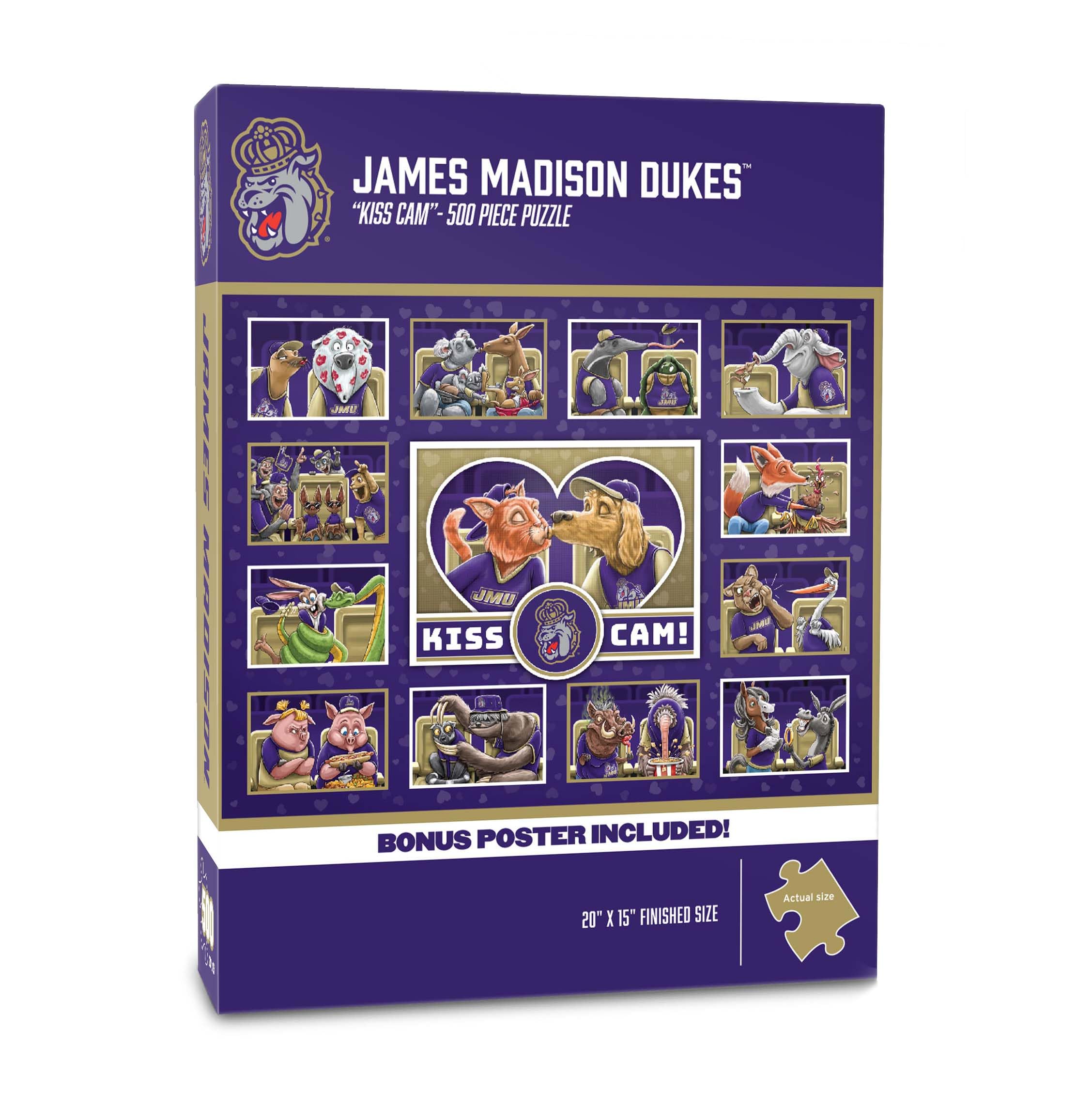 YouTheFan NCAA James Madison Dukes Kiss Cam 500pc Puzzle - Sports Collectibles, Sports Memorabilia, Sports Fan Shop, Sports Gifts