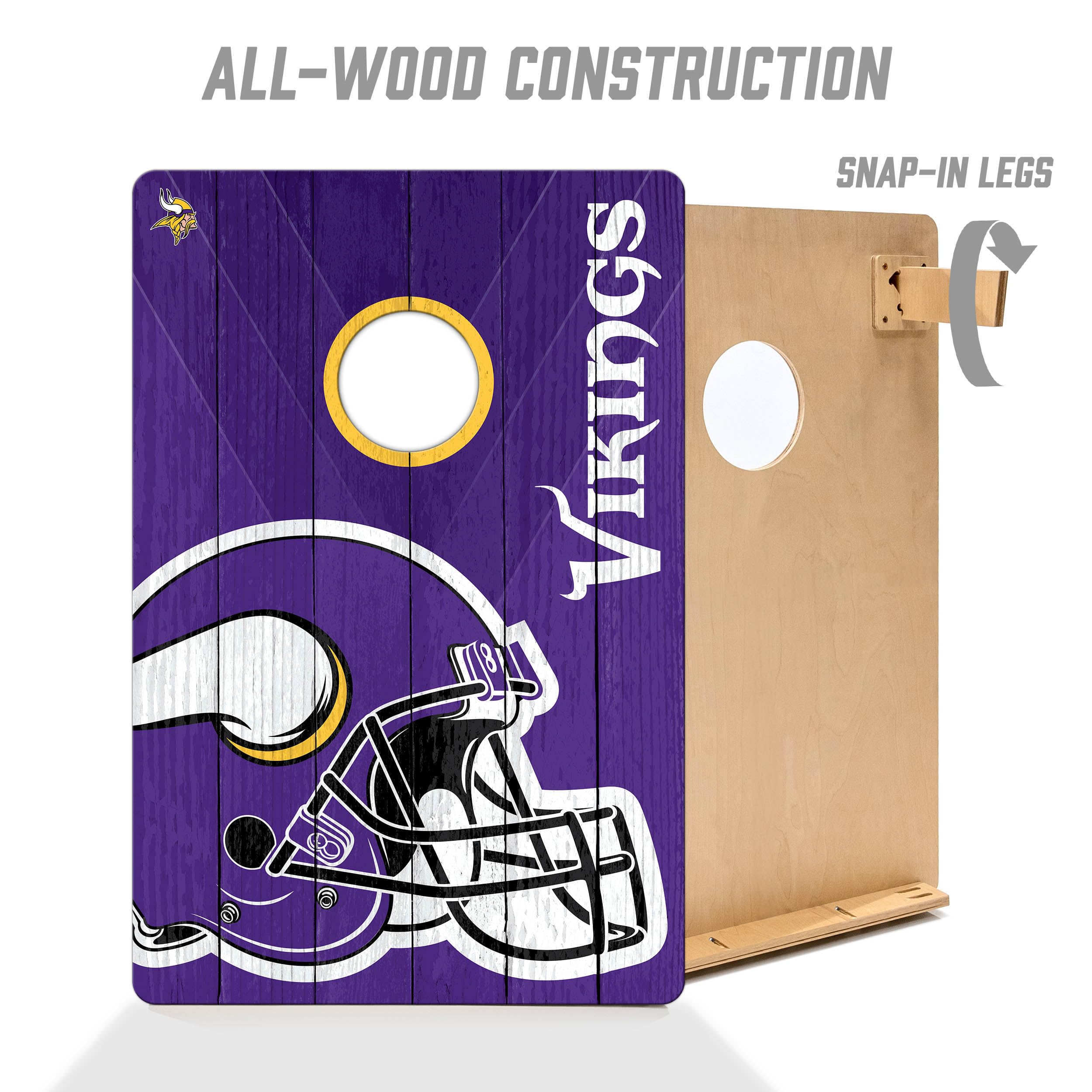 YouTheFan NFL Minnesota Vikings 2’ x 3’ Wood Cornhole Game with Logo Bags - Sports Collectibles, Sports Memorabilia, Sports Fan Shop, Sports Gifts