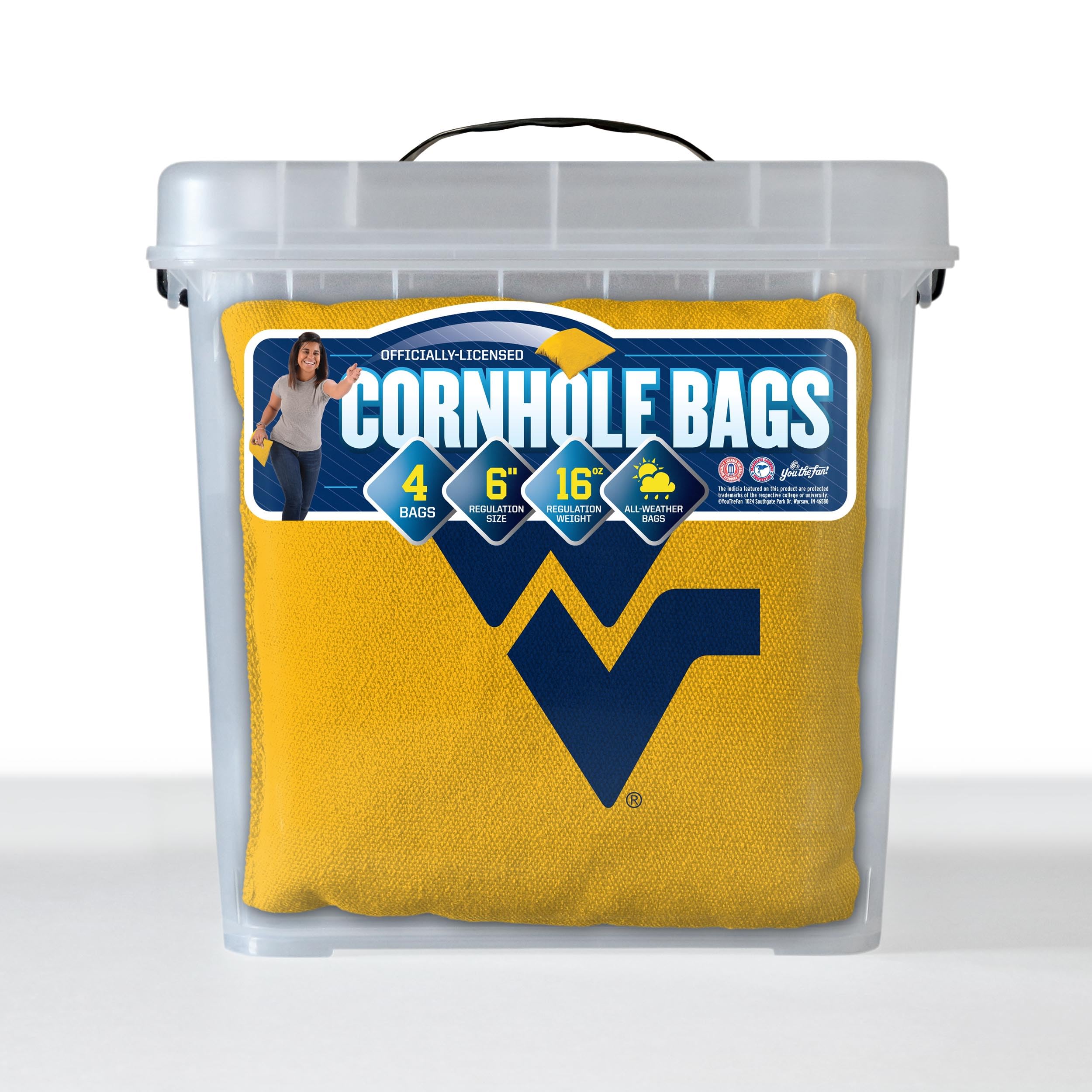 YouTheFan NCAA West Virginia Mountaineers Cornhole Bags - 4PK - Yellow - Sports Collectibles, Sports Memorabilia, Sports Fan Shop, Sports Gifts