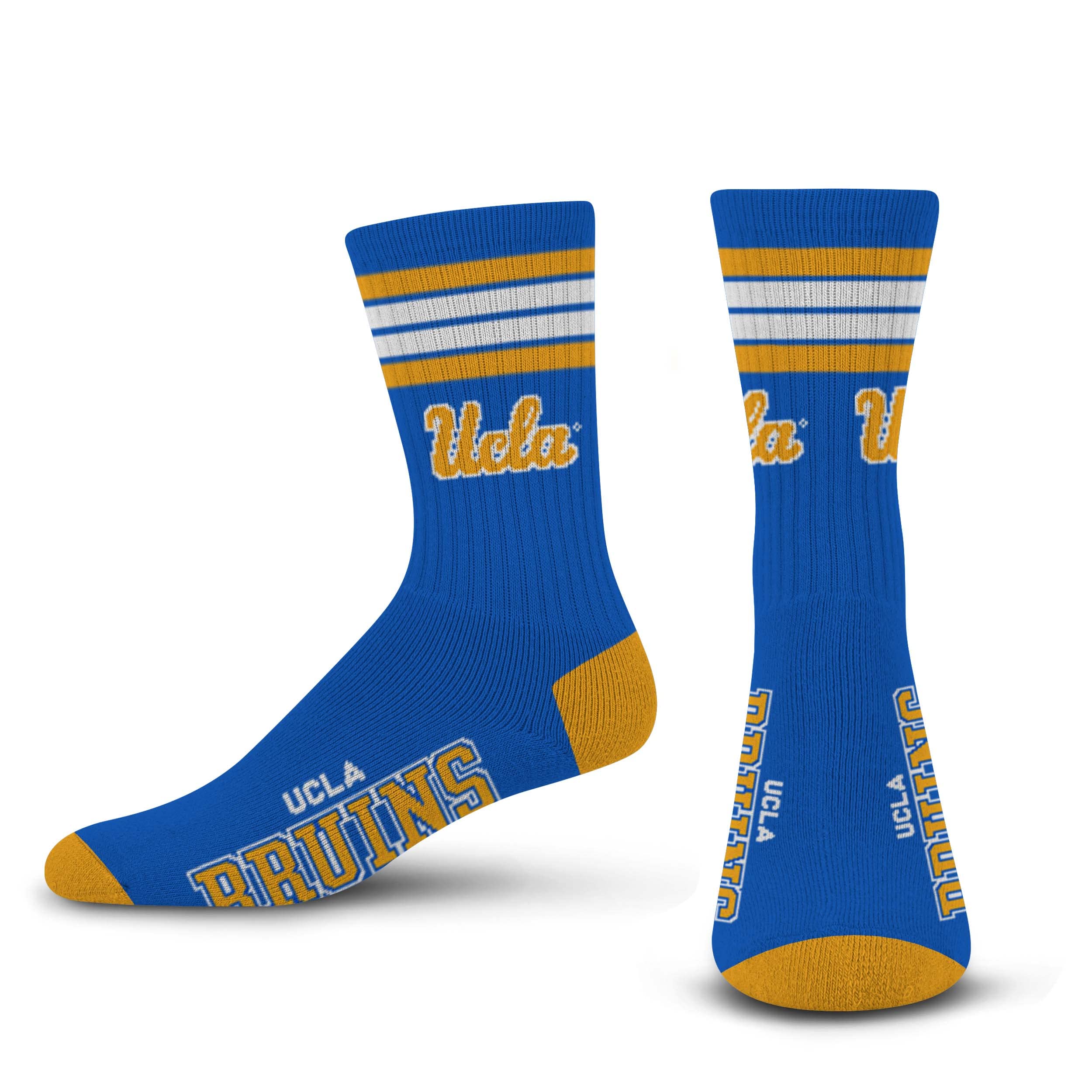 For Bare Feet NCAA UCLA Bruins 4 Stripe Deuce Crew Sock Team Color LARGE - Sports Gifts, Sports Memorabilia, Sports Collectibles, Fan Shop