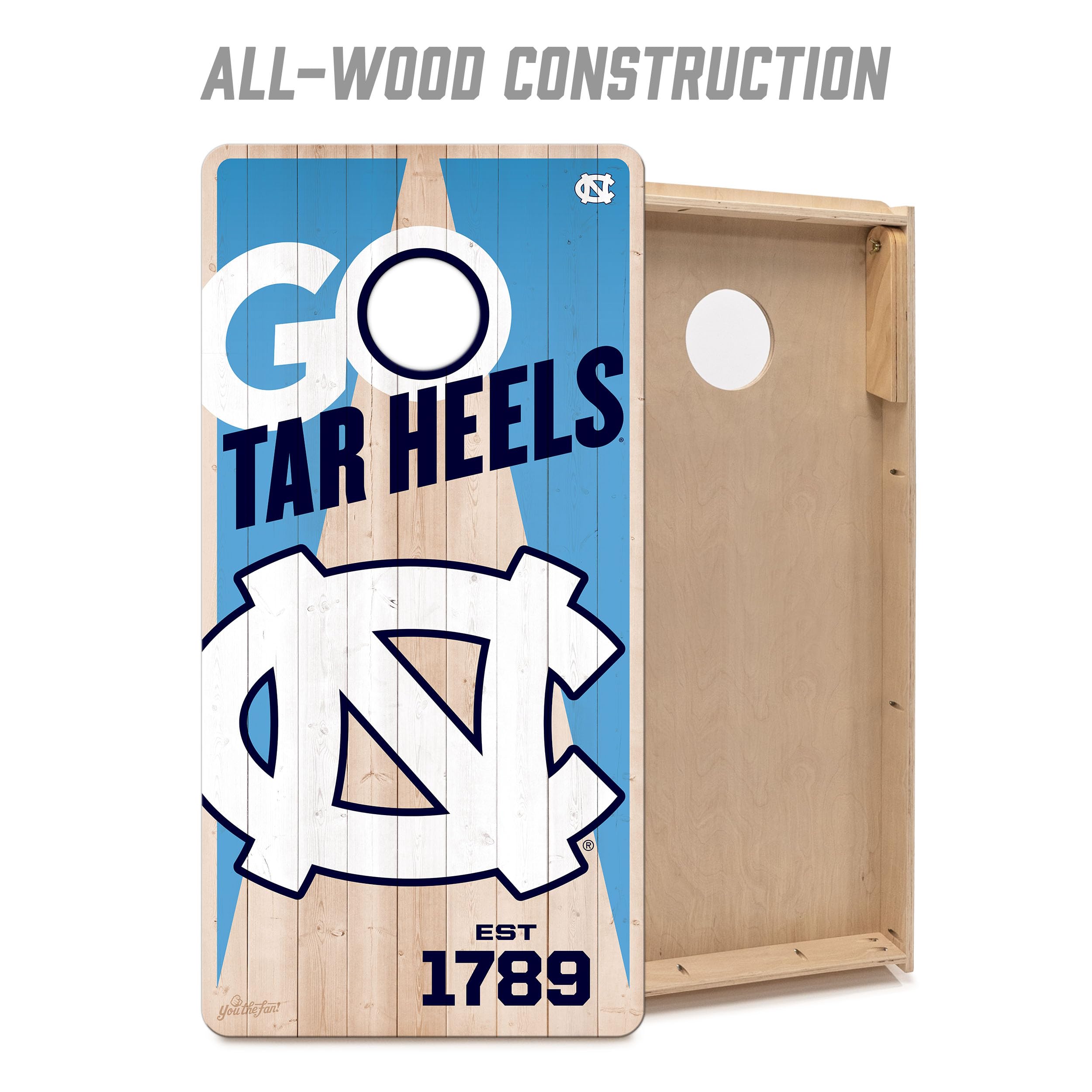 YouTheFan NCAA North Carolina Tar Heels 2’ x 4’ Professional Wood Cornhole Game with Logo Bags - Sports Collectibles, Sports Memorabilia, Sports Fan Shop, Sports Gifts