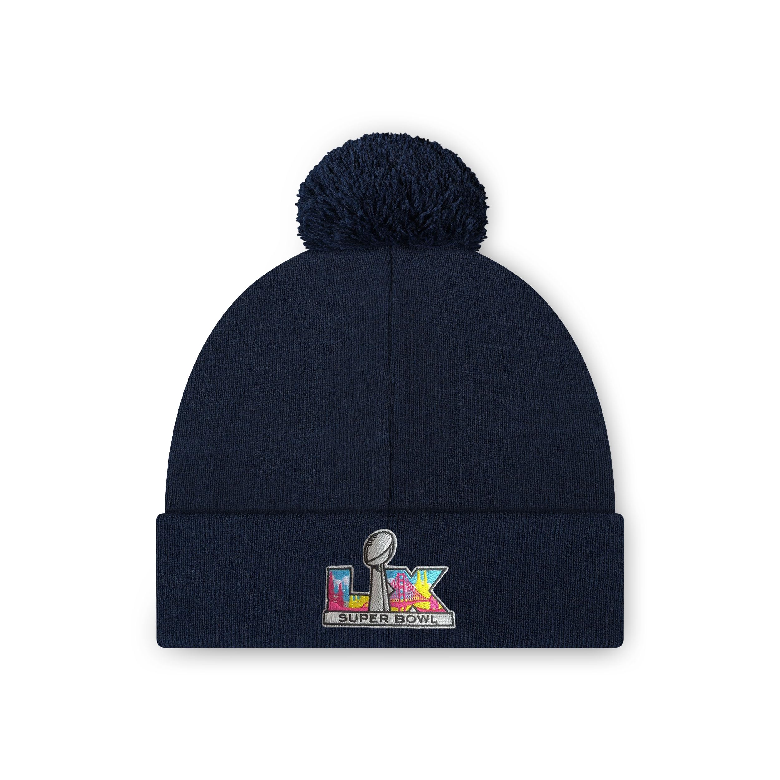 FOCO Seattle Seahawks NFL Super Bowl LX Champions Basic Primary Logo Pom Beanie - Sports Gifts, Sports Memorabilia, Sports Collectibles, Fan Shop