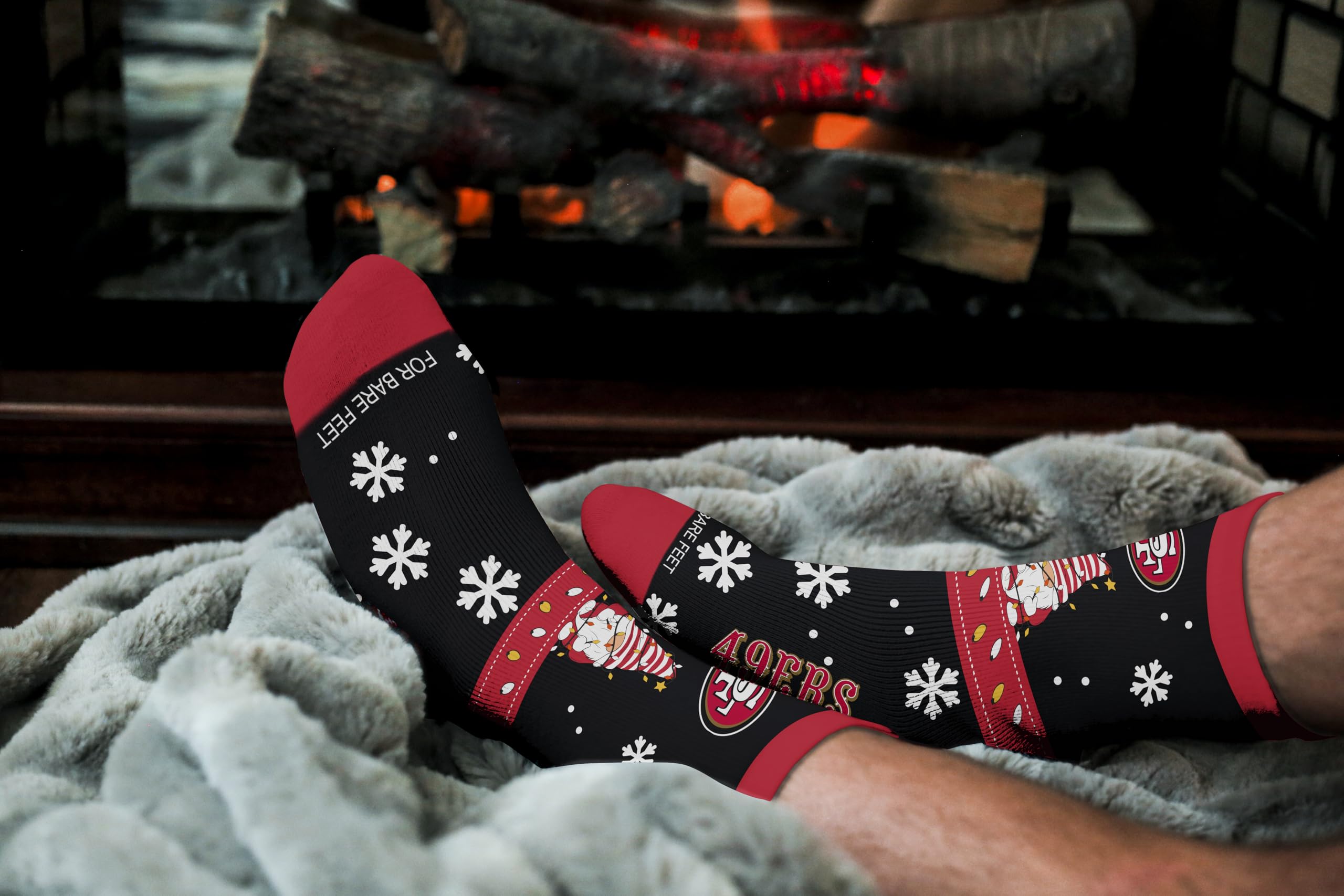 For Bare Feet NFL SAN FRANCISCO 49ERS Holiday Sweater Gnome Team Colors Large - Sports Gifts, Sports Memorabilia, Sports Collectibles, Fan Shop