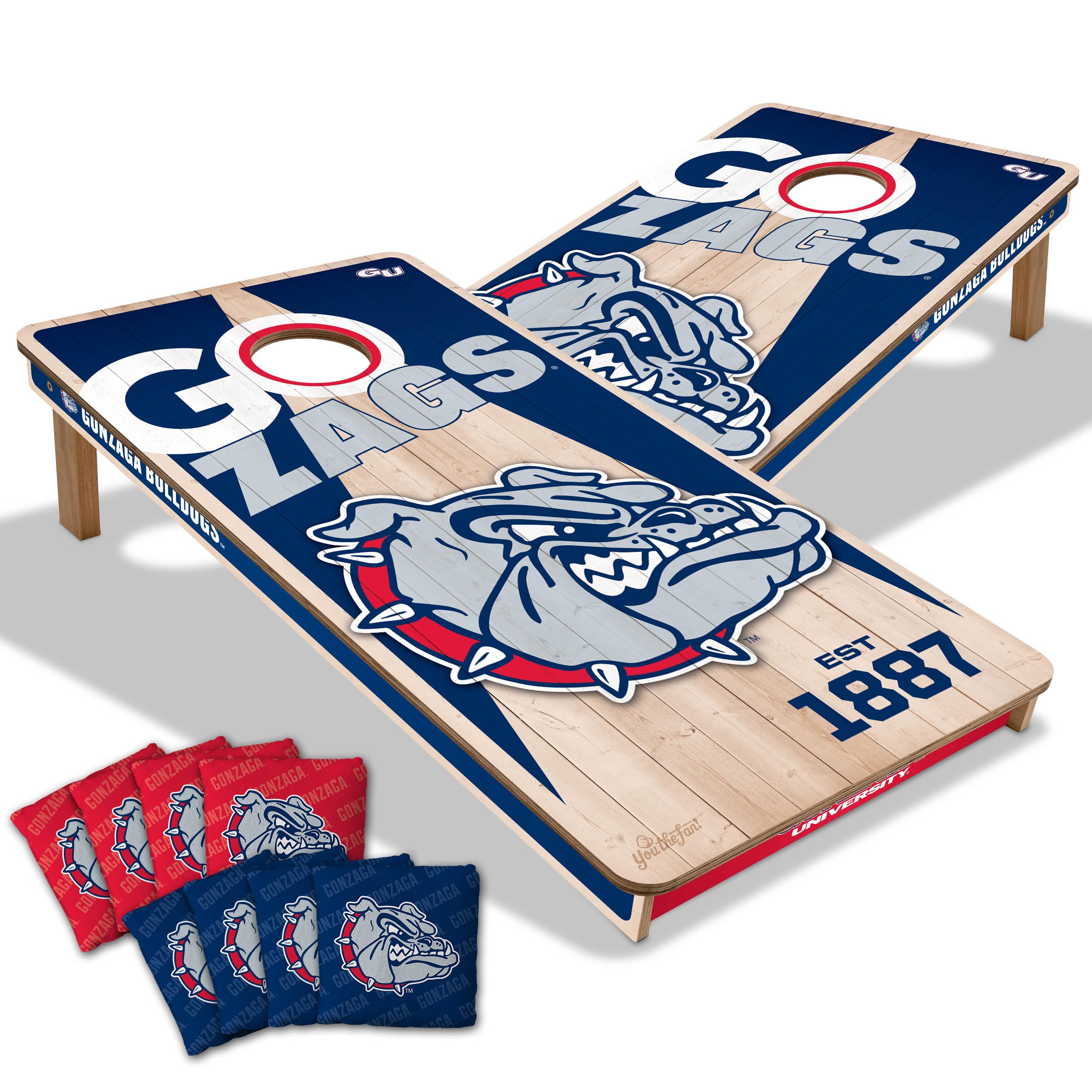 YouTheFan NCAA Gonzaga Bulldogs 2’ x 4’ Professional Wood Cornhole Game with Logo Bags - Sports Collectibles, Sports Memorabilia, Sports Fan Shop, Sports Gifts