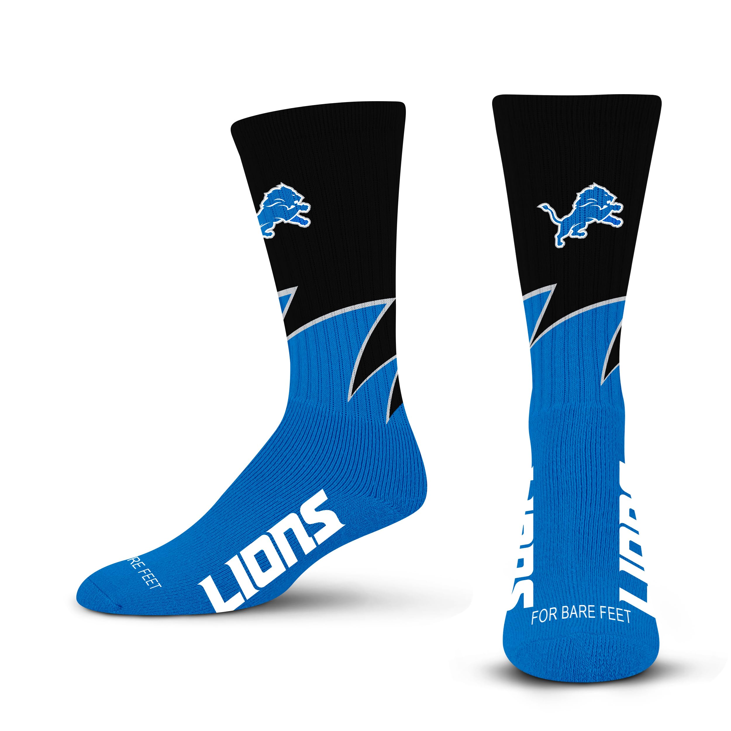 For Bare Feet NFL DETROIT LIONS Black Wave Crew Sock Team Color YOUTH - Sports Gifts, Sports Memorabilia, Sports Collectibles, Fan Shop