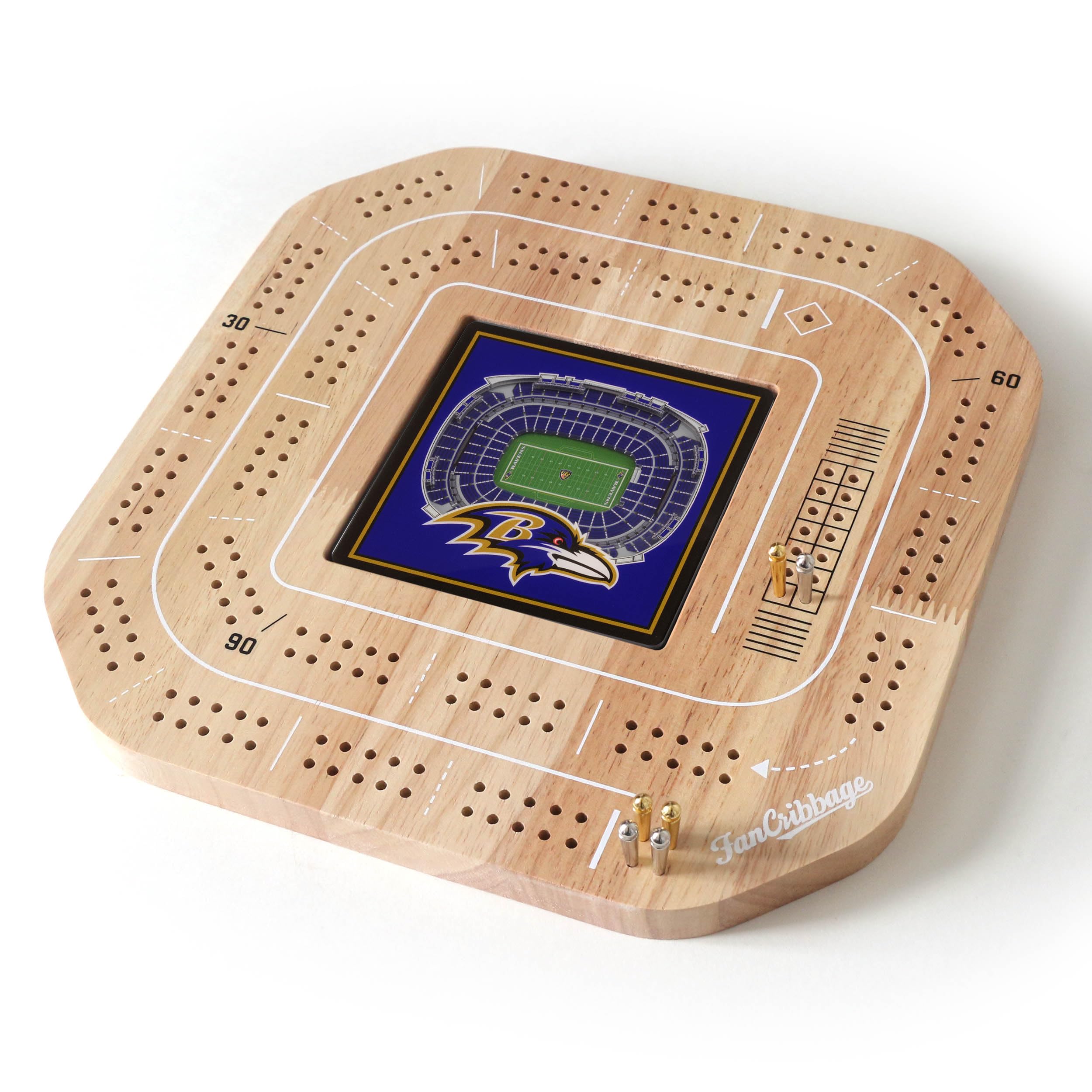 YouTheFan NFL Baltimore Ravens Licensed Fan Cribbage Wood Board Game - Sports Collectibles, Sports Memorabilia, Sports Fan Shop, Sports Gifts