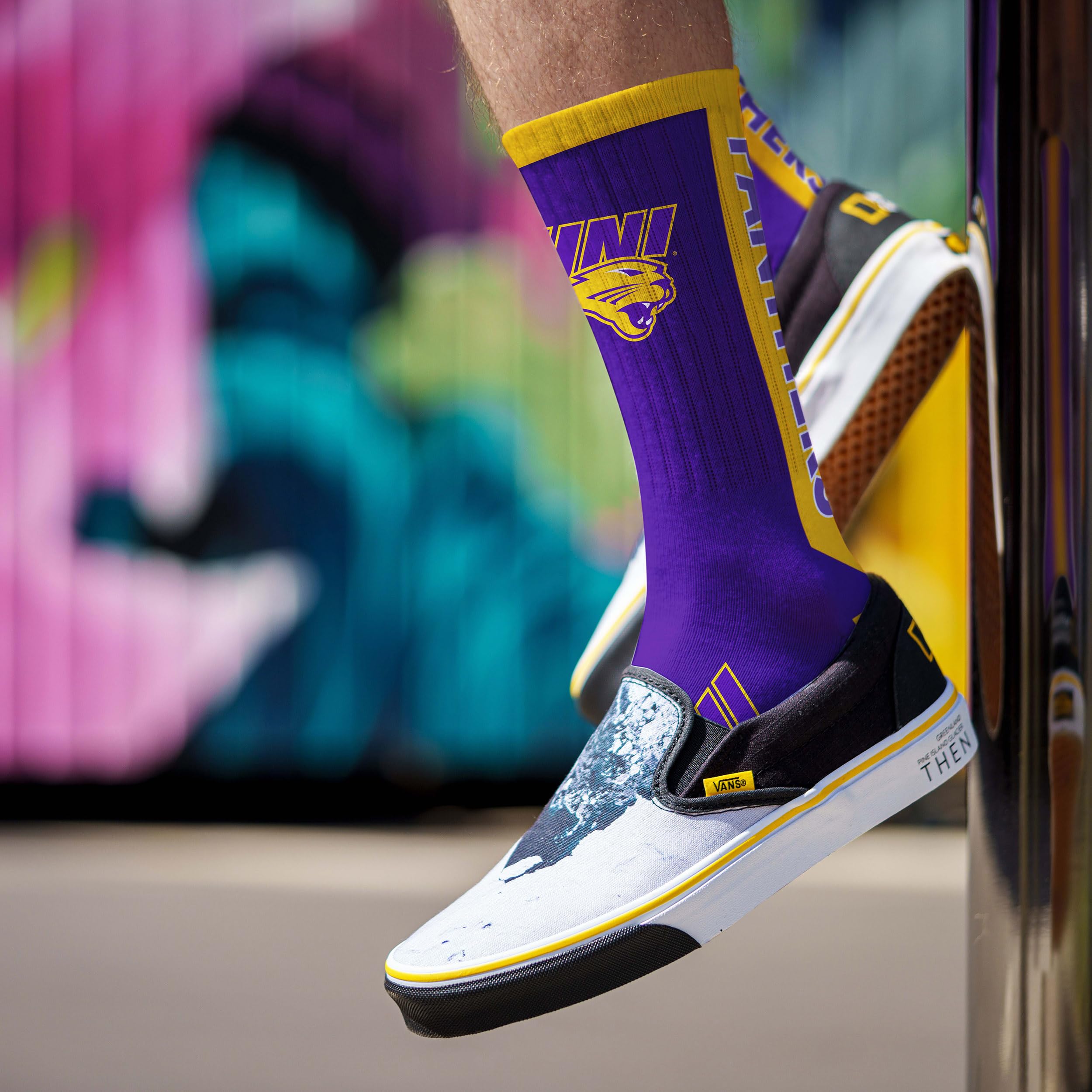 For Bare Feet NCAA NORTHERN IOWA PANTHERS MVP Crew Sock Team Color Large - Sports Gifts, Sports Memorabilia, Sports Collectibles, Fan Shop