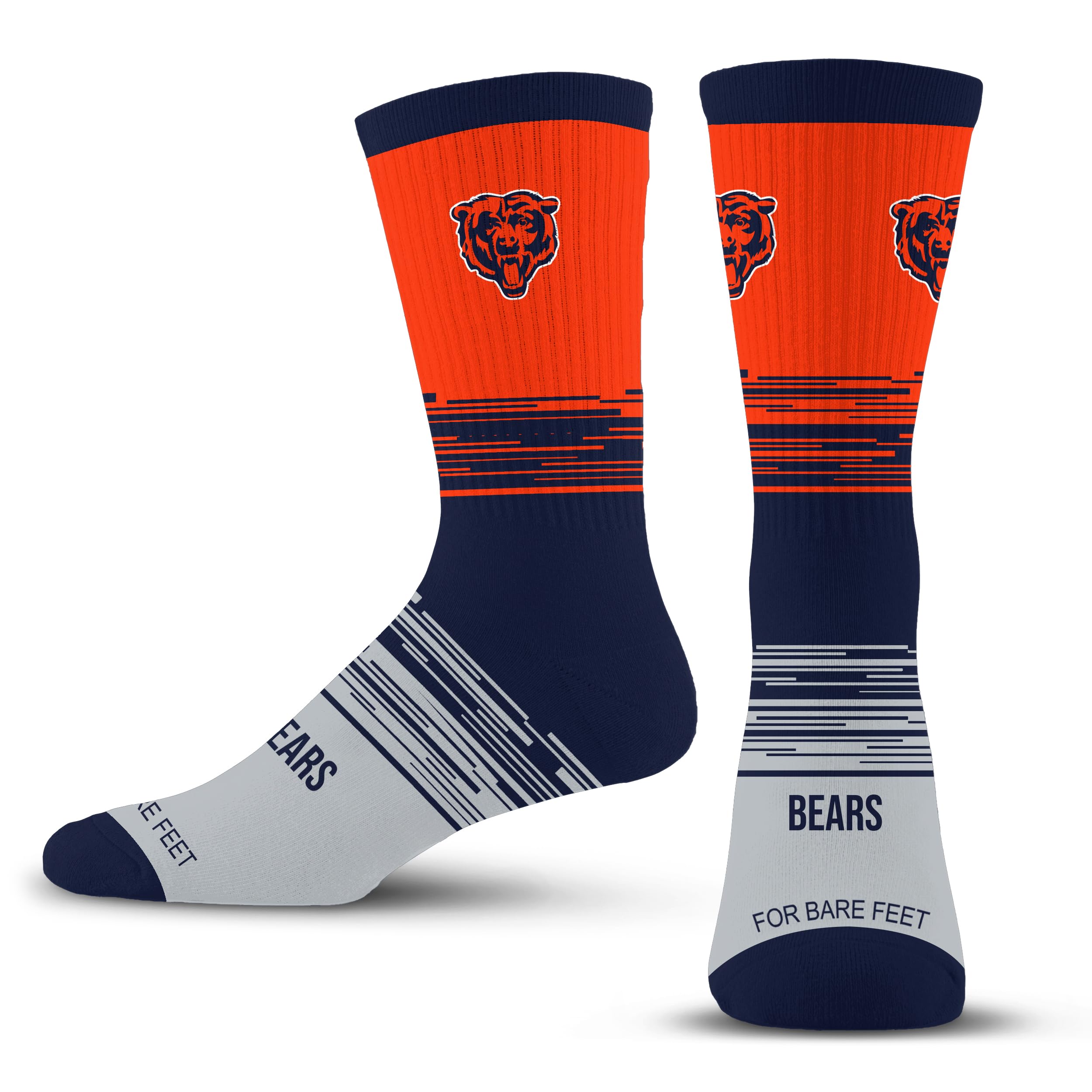 For Bare Feet NFL CHICAGO BEARS Elevate Premium Dress Crew Sock Team Color Large - Sports Gifts, Sports Memorabilia, Sports Collectibles, Fan Shop