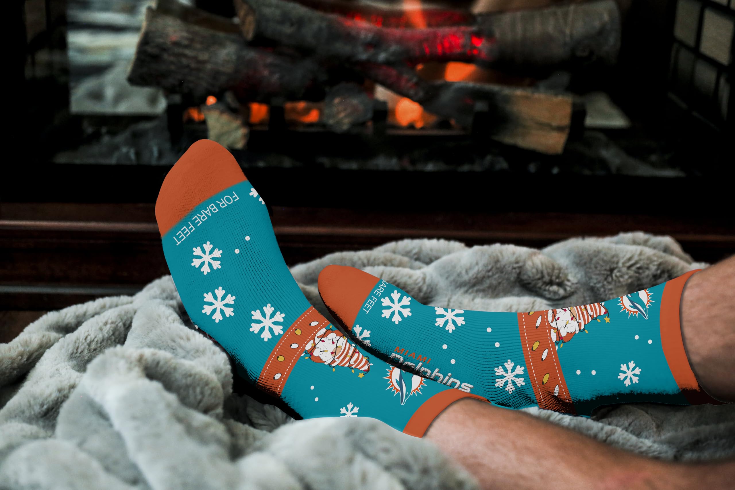 For Bare Feet NFL MIAMI DOLPHINS Holiday Sweater Gnome Team Colors Large - Sports Gifts, Sports Memorabilia, Sports Collectibles, Fan Shop