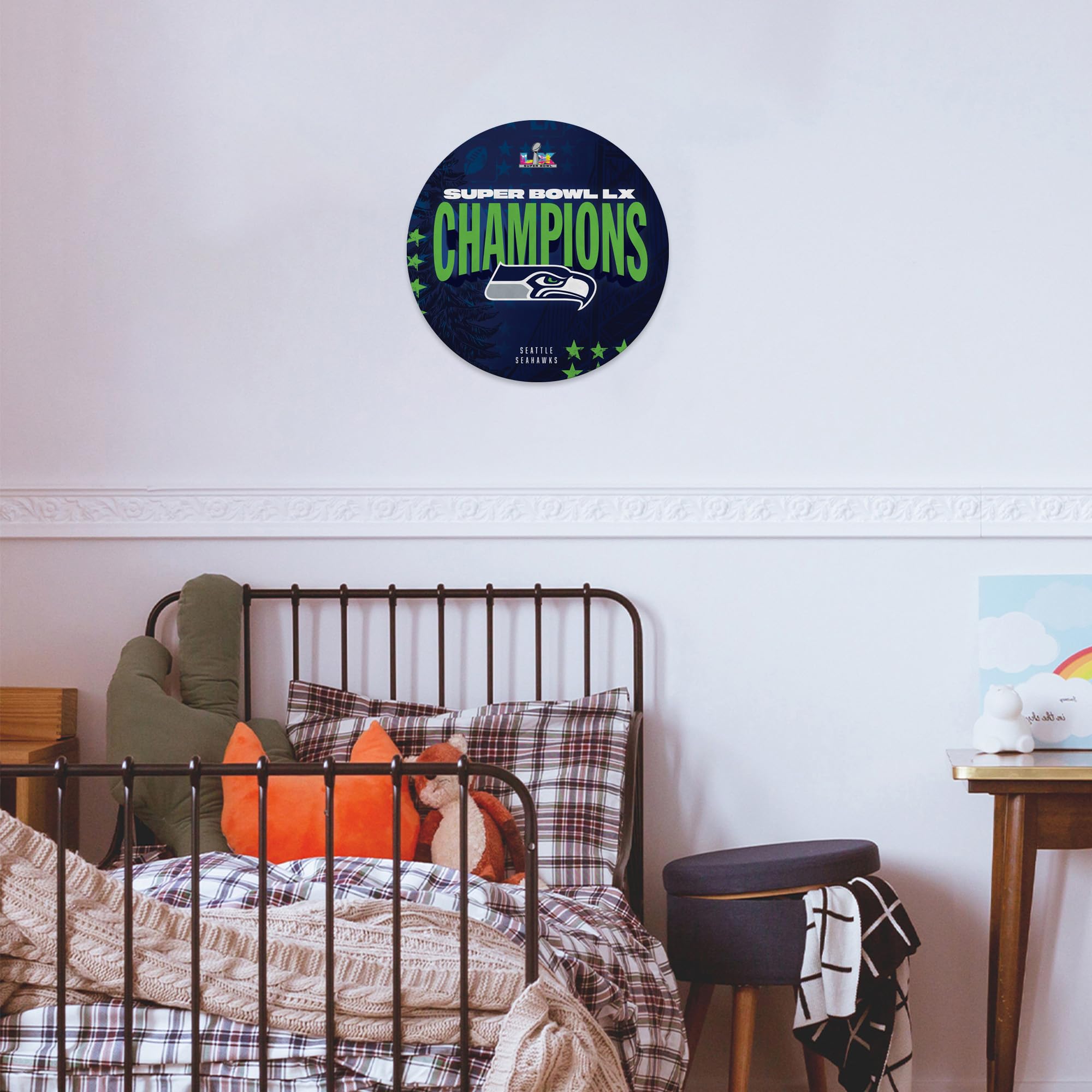Rico Industries NFL Football Seattle Seahawks 2026 Super Bowl LX Champions Shape Cut Pennant - Home and Living Room Décor - Soft Felt EZ to Hang - Sports Gifts, Sports Memorabilia, Sports Collectibles, Fan Shop