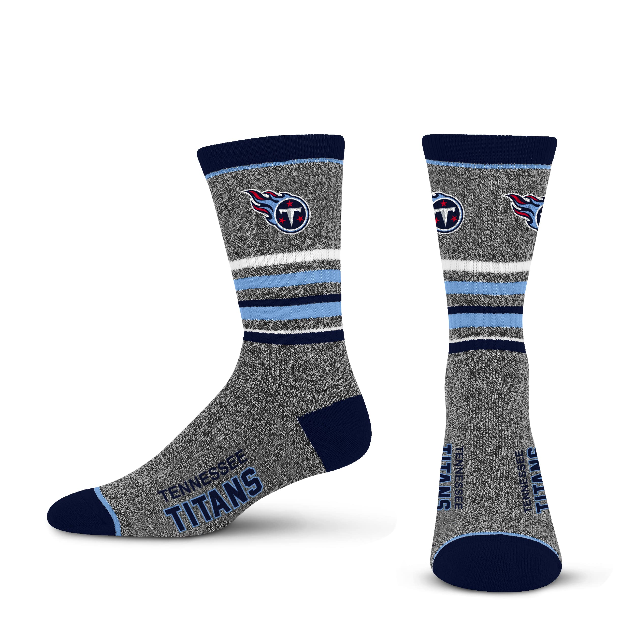 For Bare Feet Mens NFL Tennessee Titans 5 Star Crew Sock Marble Grey Large - Sports Gifts, Sports Memorabilia, Sports Collectibles, Fan Shop