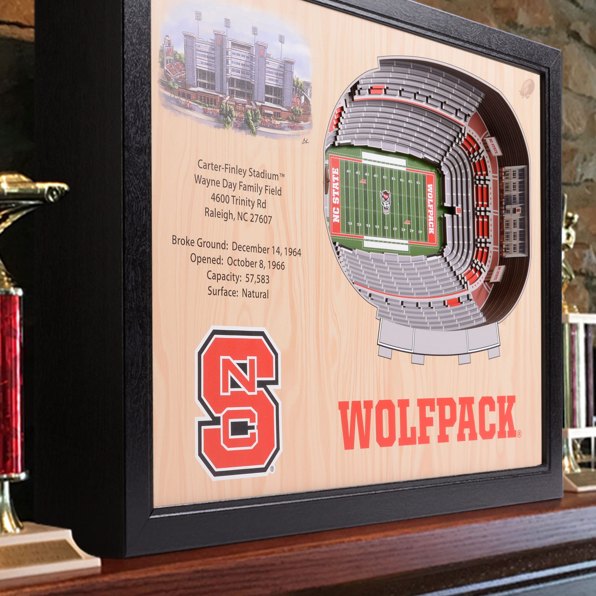 YouTheFan NCAA NC State Wolfpack 25-Layer StadiumViews 3D Wall Art - Carter-Finley Stadium, Brown - Sports Collectibles, Sports Memorabilia, Sports Fan Shop, Sports Gifts