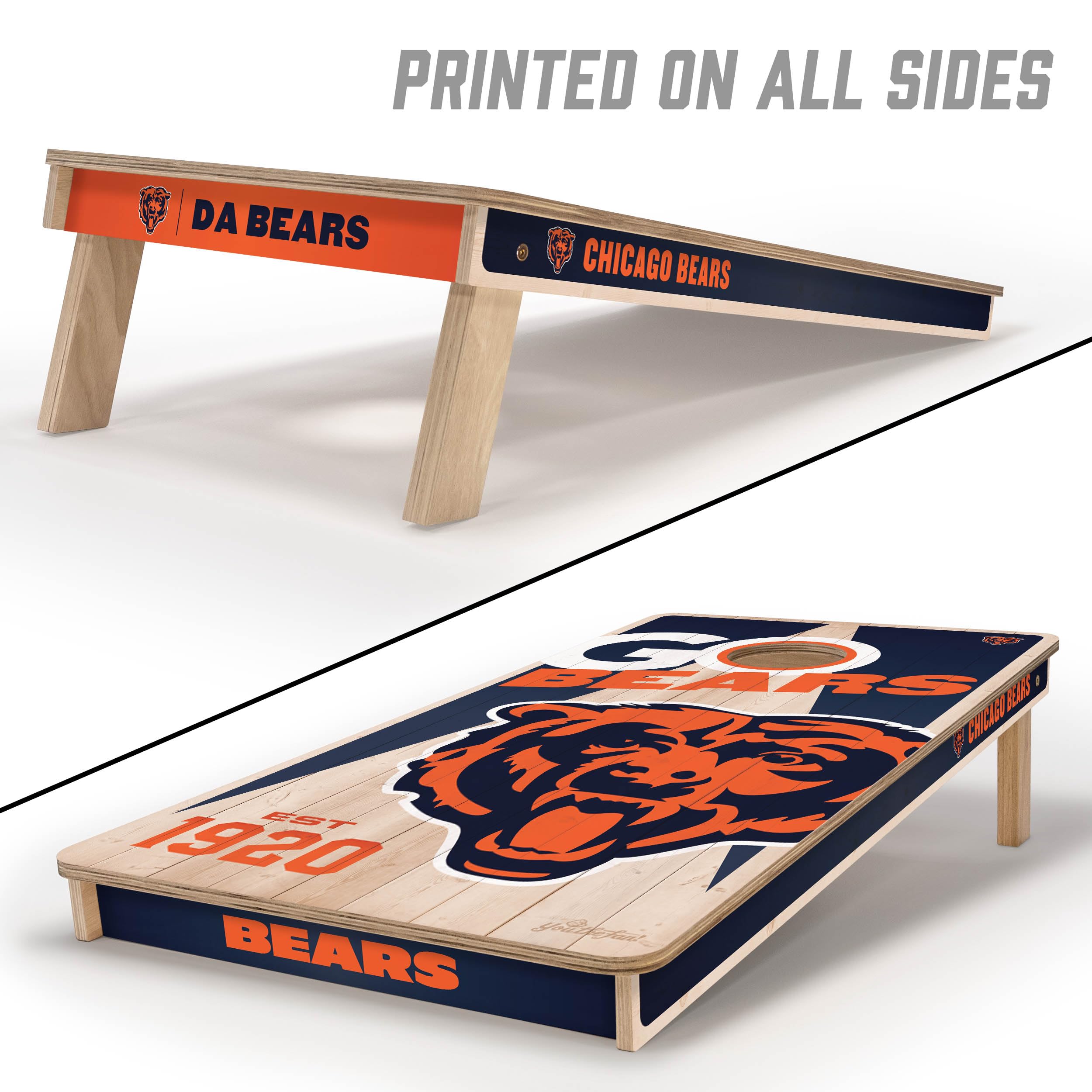 YouTheFan NFL Chicago Bears 2’ x 4’ Professional Wood Cornhole Game with Logo Bags - Sports Collectibles, Sports Memorabilia, Sports Fan Shop, Sports Gifts