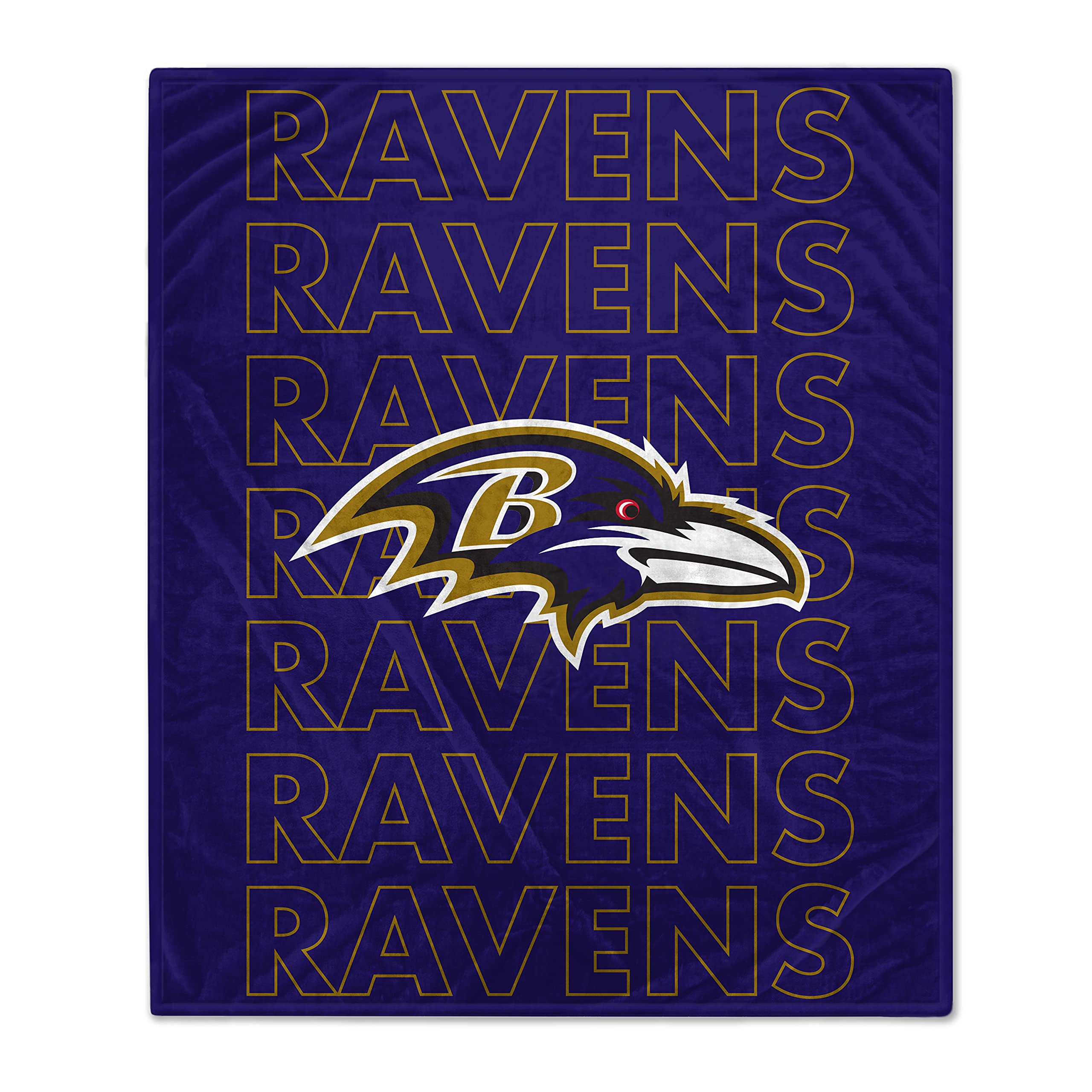 Pegasus Sports NFL Echo Team Wordmark Plush Blanket- Baltimore Ravens Team Color 60x70 - Sports Gifts, Sports Memorabilia, Sports Collectibles, Fan Shop
