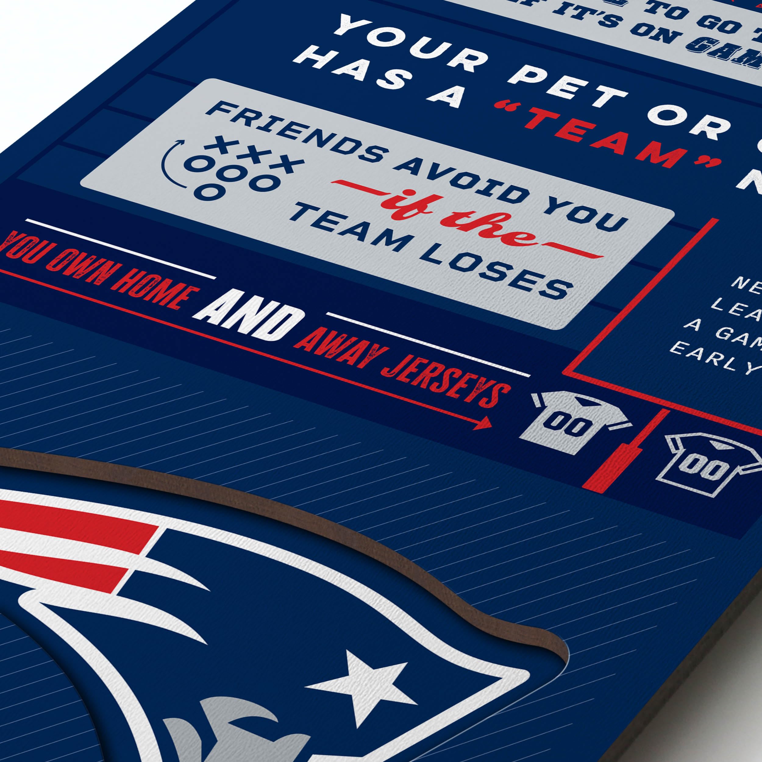 YouTheFan Officially-licensed NFL New England Patriots 6x19 Top 10 Signs Banner - humorous descriptions - fun sports fan phrases, original design, indoor team wall decor fan gift - Sports Collectibles, Sports Memorabilia, Sports Fan Shop, Sports Gifts