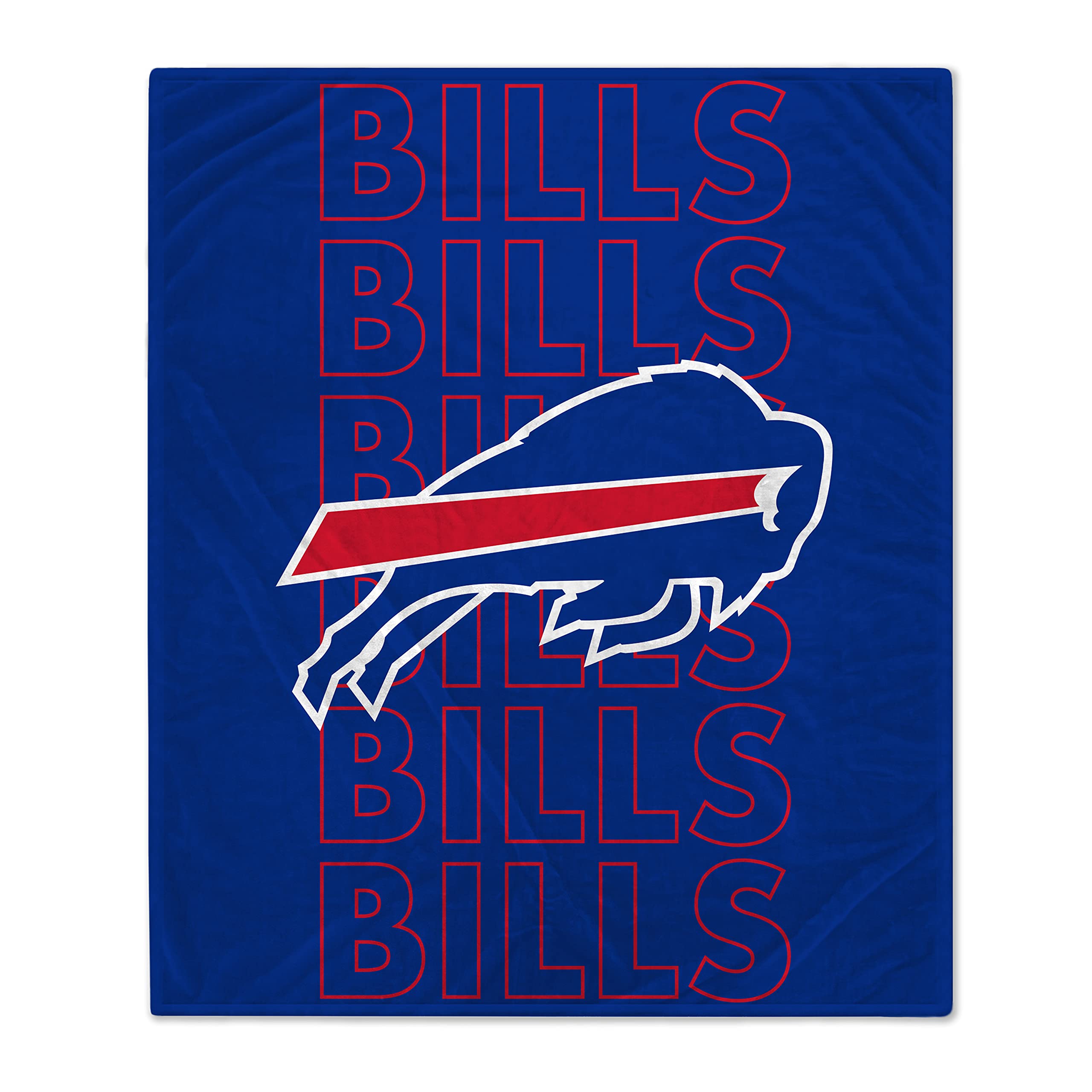 Pegasus Sports NFL Echo Team Wordmark Plush Blanket- Buffalo Bills, Team Color, 60x70 - Sports Gifts, Sports Memorabilia, Sports Collectibles, Fan Shop