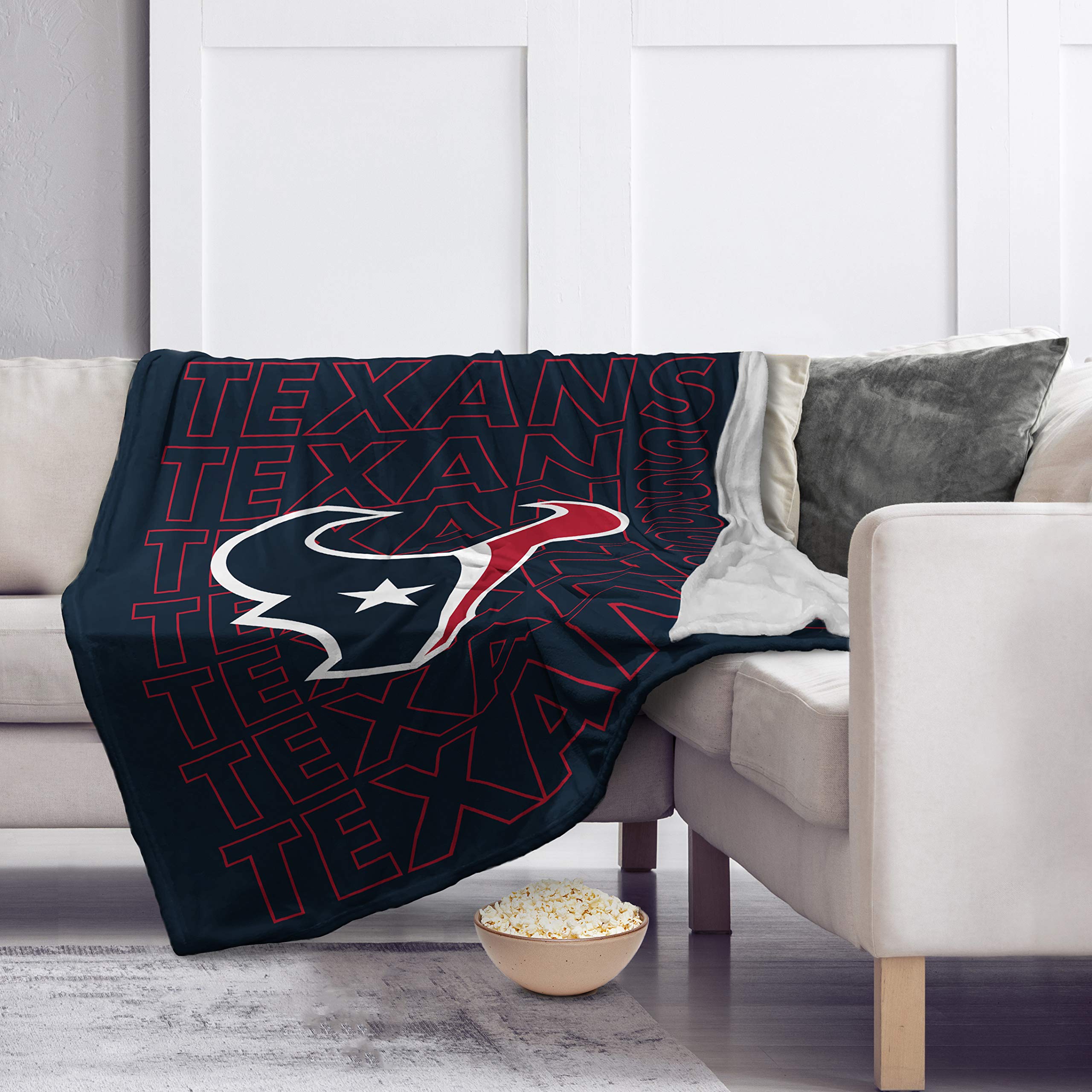 Pegasus Sports NFL Echo Team Wordmark Plush Blanket- Houston Texans, 60x70 - Sports Gifts, Sports Memorabilia, Sports Collectibles, Fan Shop